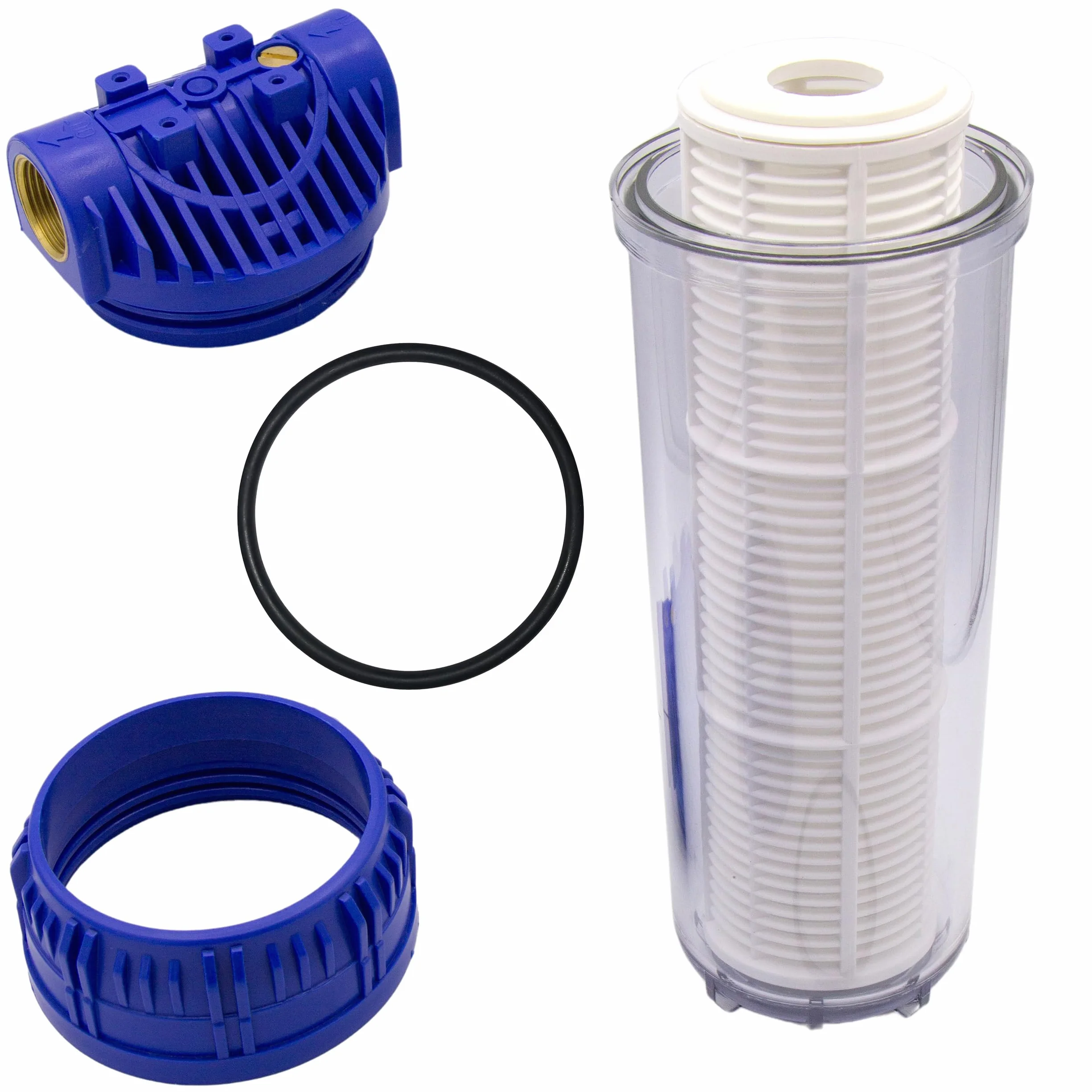 VARIOSAN Prefiltro (10 pollici) per pompe e impianti idraulici domestici 18434, filettatura interna 1", 8 bar, portata 6.000 l/h, larghezza maglie 0,06 mm