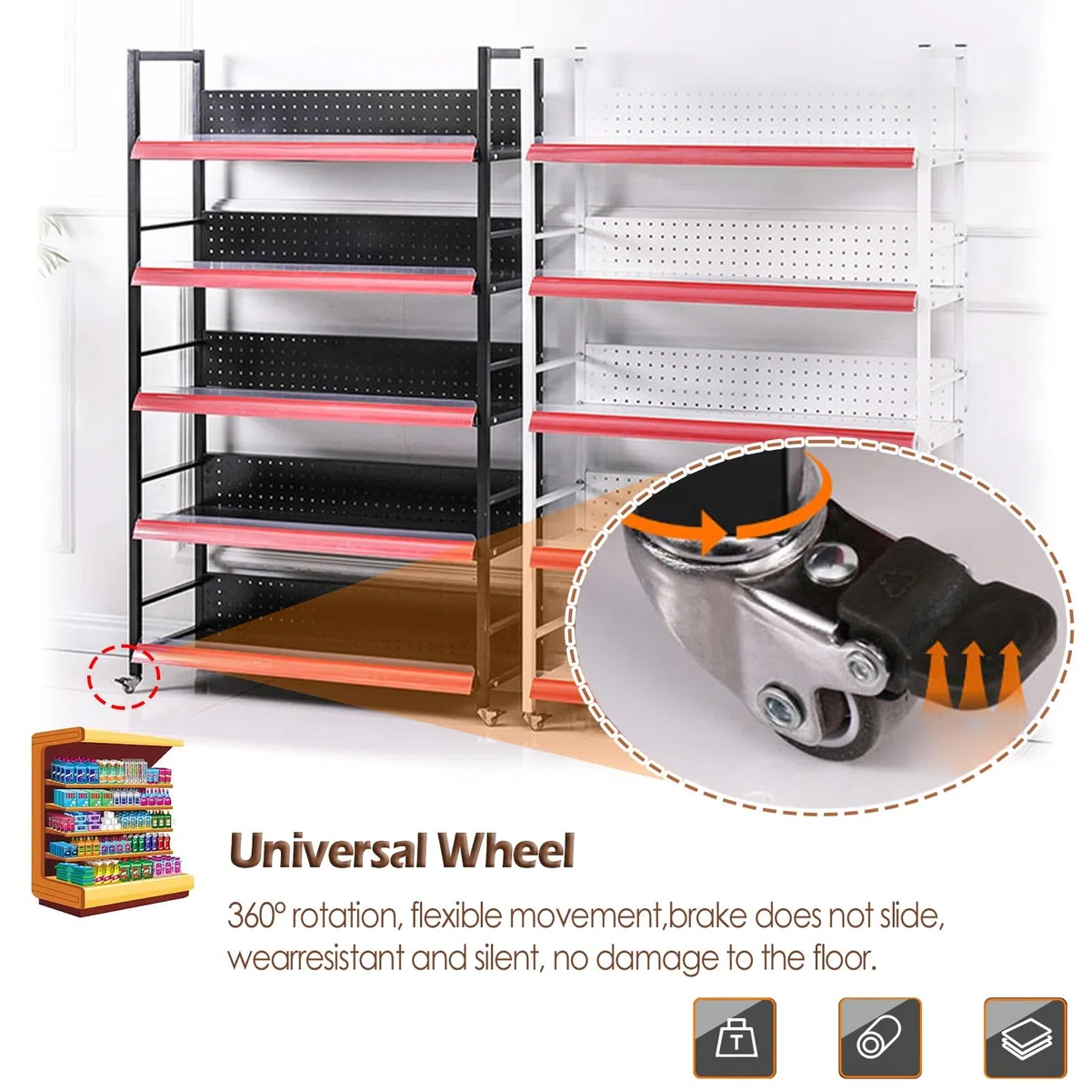 Scaffale del supermercato Mobile con Ruote, Snack Grandi Bevande in Medicina Medicina Cravatta per la Cucina delle farmacie, Carrello a Push-Pull a Multistrato