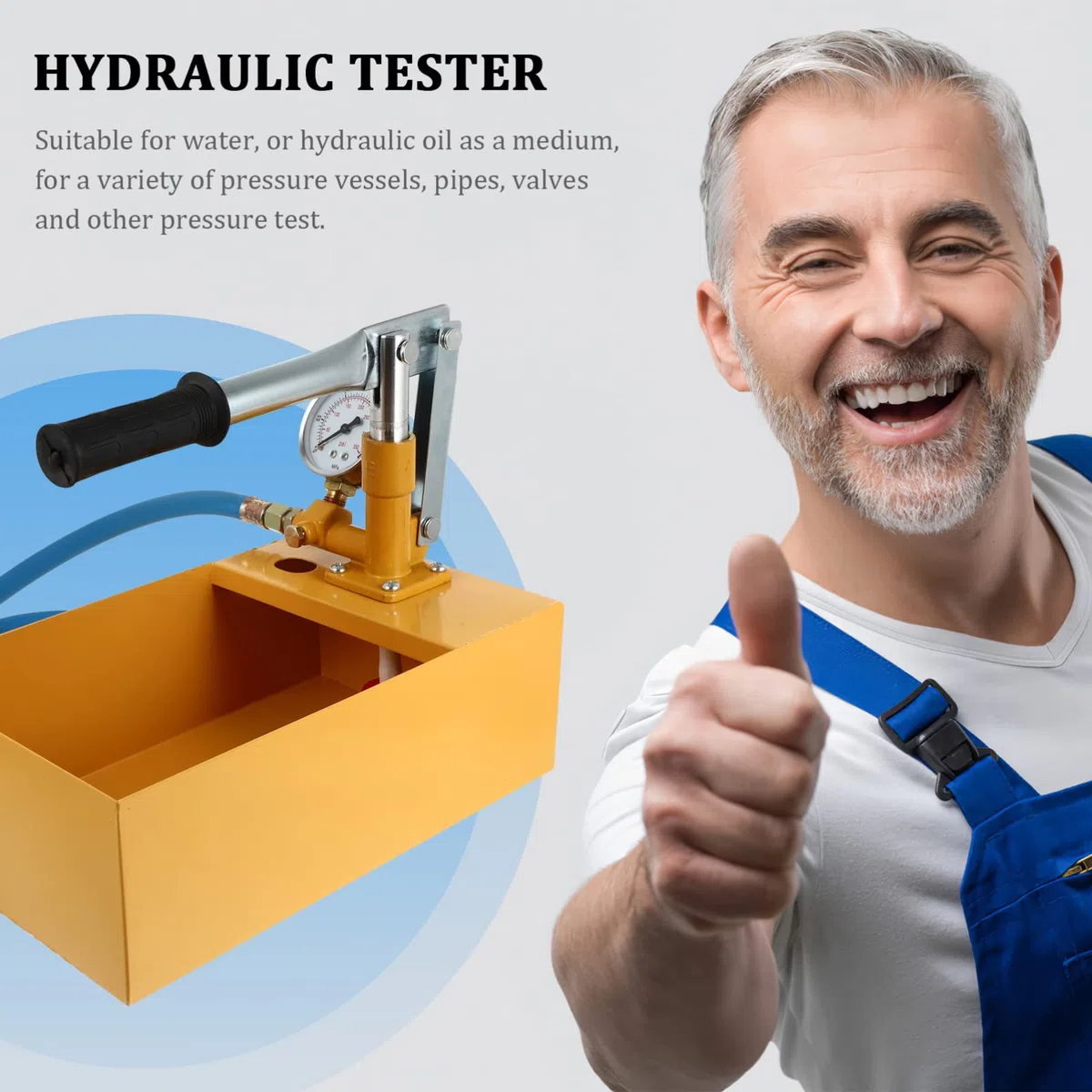ULTECHNOVO Pompa di Prova della Pressione dell'Acqua 40 Kg Alluminio, Tester Manuale per Irrigatori Antincendio, Sistemi di Irrigazione, Recipienti a Pressione