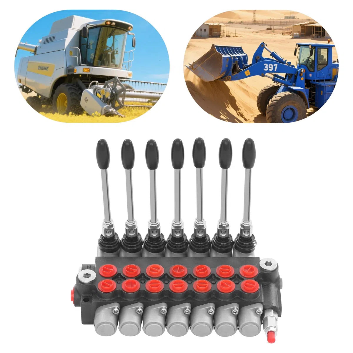 Valvola di controllo idraulica P40,Valvola di controllo direzionale idraulica a 7 distributori - Alte prestazioni (31,5 MPa, 13 GPM) - Per trattori, carrelli elevatori