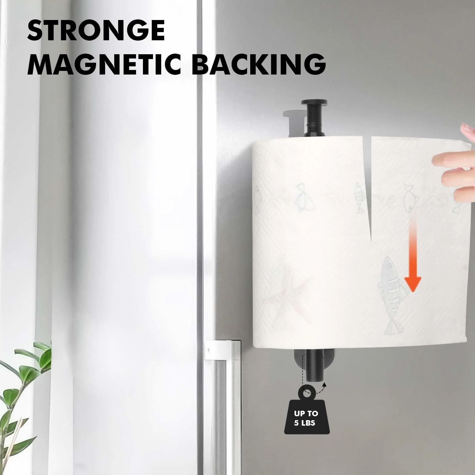 Magneticny uchwyt na ręczniki papierowe samoprzylepny magnetyczny do kuchni, lodówki, grilla, kampera, czarny