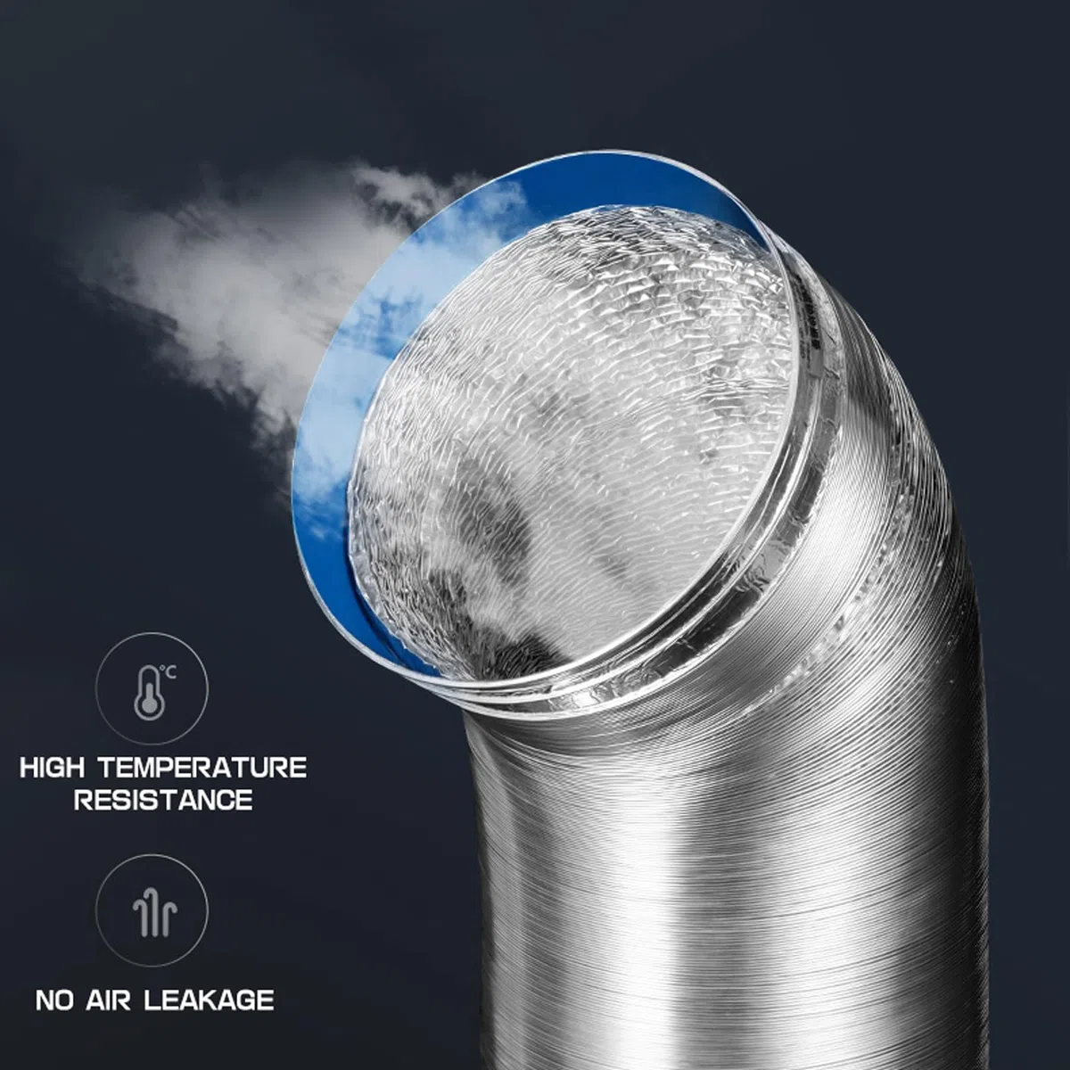 Condotto di Ventilazione Termoresistente Condotta Areazione di Flessibile in Alluminio Tubo Flessibile per Scarico Fumi 80/100/120/150/160/170/180/200/250/300mm per Sistemi di Aspirazione(4m,180mm)