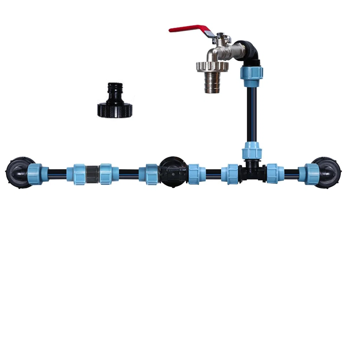 Kit Di Collegamento Ibc, Per 3 Serbatoi Ibc Affiancati Rubinetto A Collo D'Oca 3/4" In Ottone Valvola Di Arresto Giunzioni Tubo Accessori Per Serbatoio Acqua 1000L Irrigazione Giardino