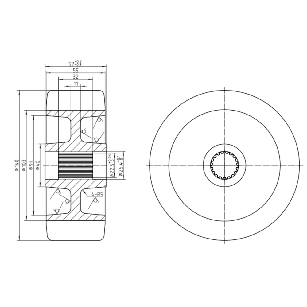 JAZGOT Ruota motrice 140x55 mm per transpallet EPT15H, mozzo in acciaio, materiale del battistrada - vulkollan