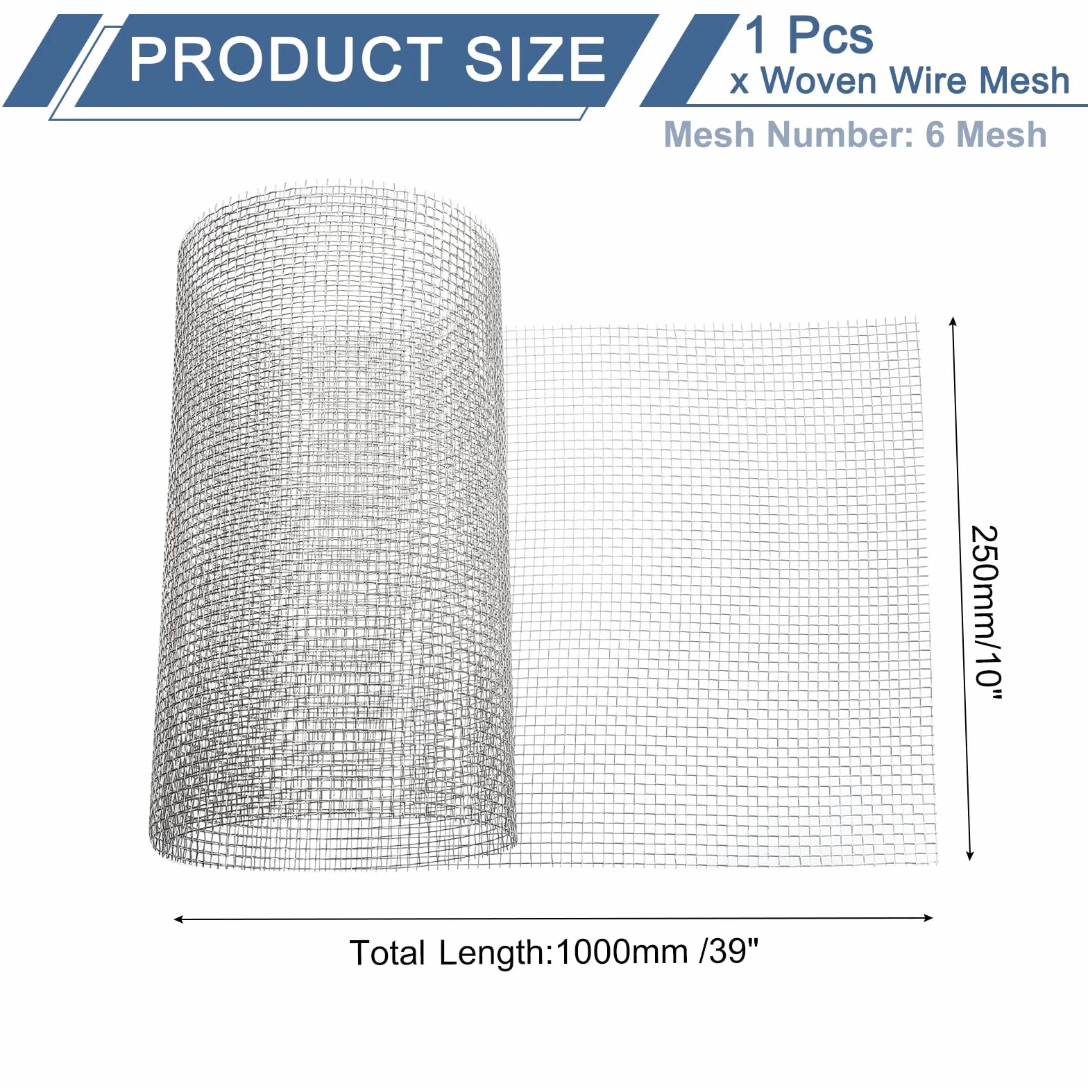 QUARKZMAN 6 Mesh 39" X 10" Maglia Di Filo Intrecciato 316 Acciaio Inox Filtro Aria Griglia Schermo Finestra Per Progetti Fai Da Te Coperture Ventilazione Filtrazione Recinzione Animali