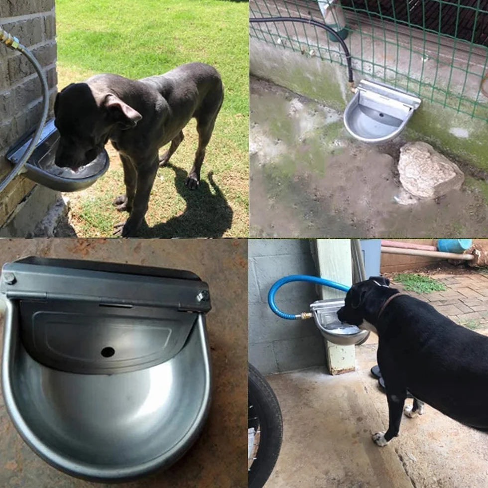 Ciotola per Abbeveratoio Automatico in Acciaio Inossidabile con Distributore con Valvola a Galleggiante per Abbeveratoio per Bestiame, Cane, Capra, Maiale con Tappo di Scarico