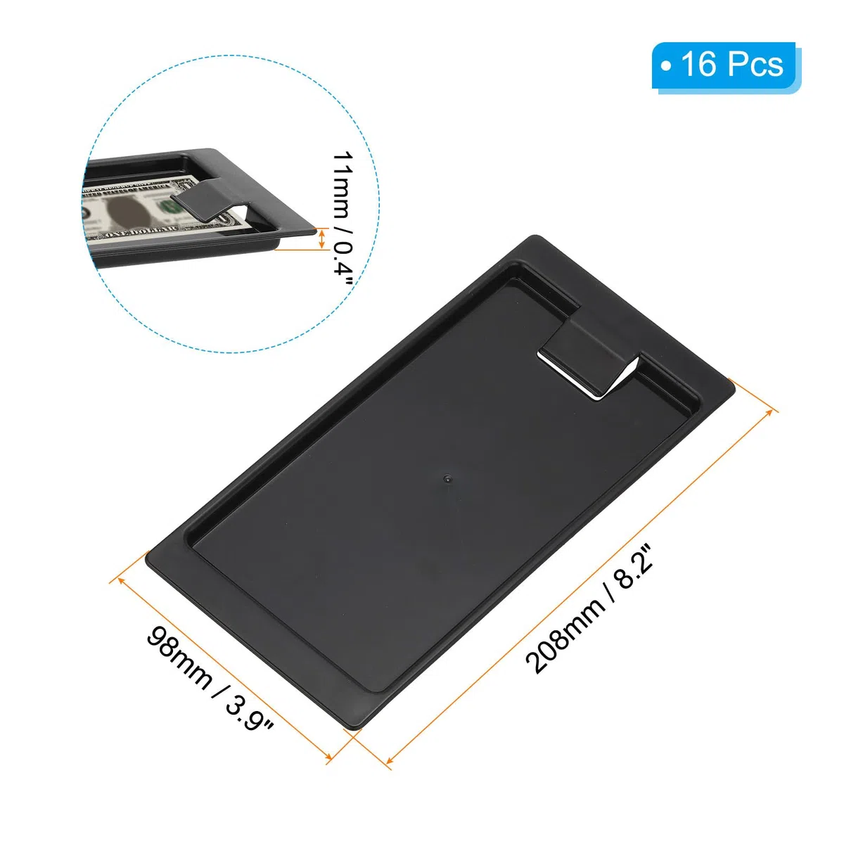 PATIKIL Controlla Supporti 16pz Nero Plastica Suggerimento Vassoi Ristorante Controlla Presentatori Ospite Ricevuta Supporto Vassoio per Bar Hotel Contante 8.2 X 3.9 X 0.4"