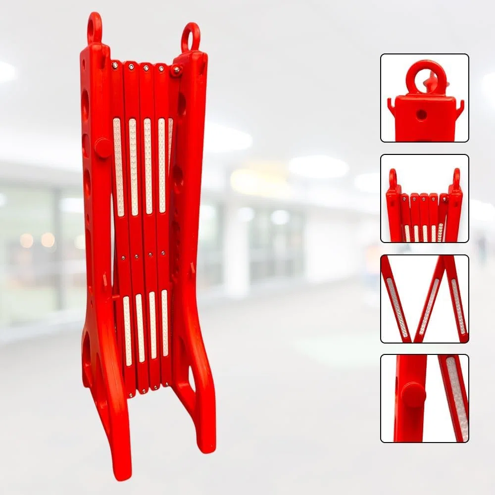 Barriera Mobile Espandibile Berry - Rossa, 2.5 m in plastica pieghevole, barriera riflettente portatile, cancello temporaneo per la sicurezza dei pedoni, eventi, scuole, lavori di manutenzione - 1