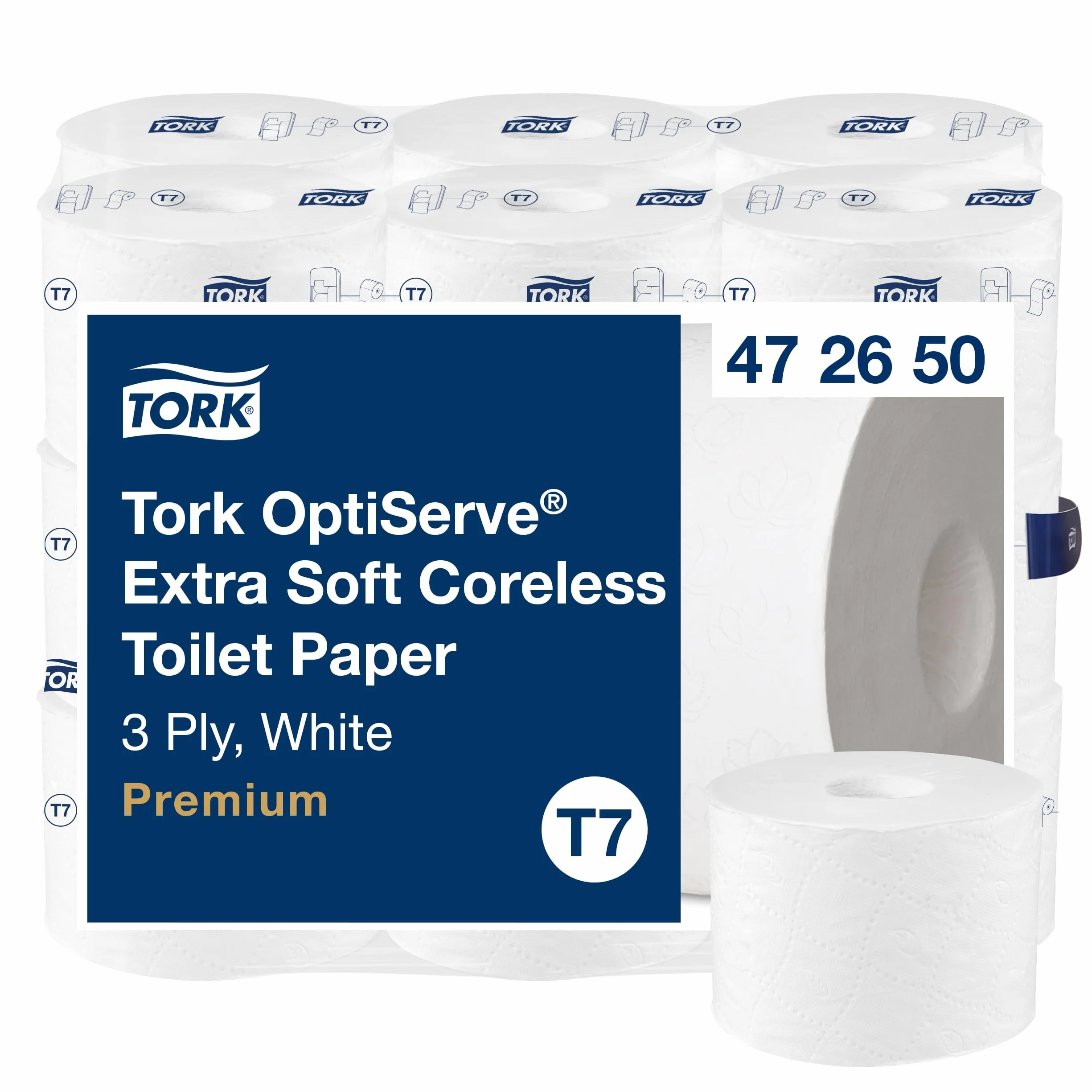 Tork OptiServe Extra Soft Coreless Toilet Paper Bianco T7, 3 Ply, 18 x 550 Sheets