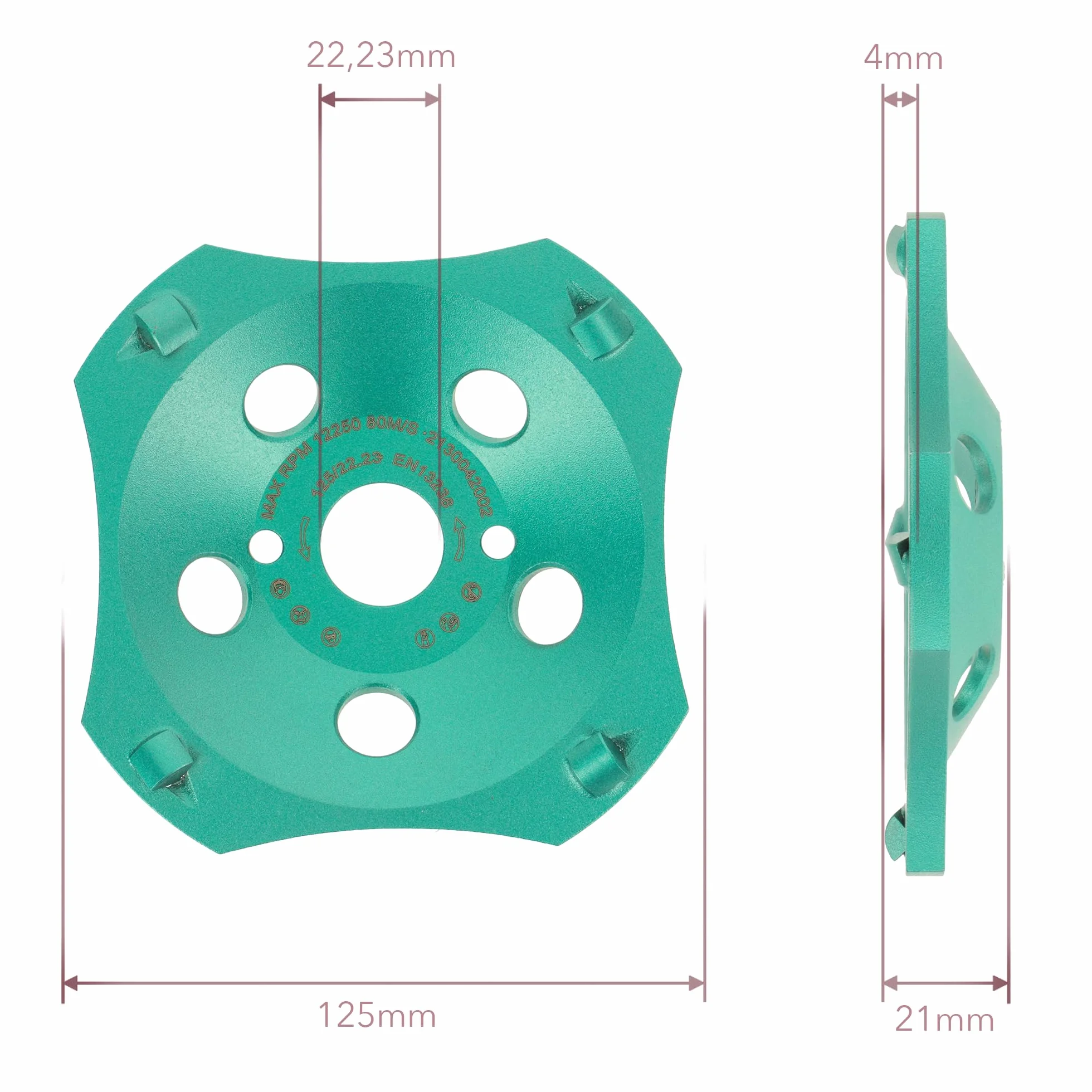 PRODIAMANT mola a tazza diamantata professionale PKD 125 mm x 22,2 mm 4 segmenti mola a tazza diamantata PDX829.793 125mm adatta a smerigliatrice angolare