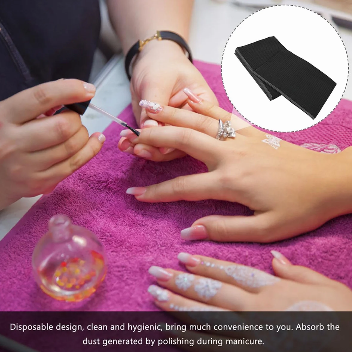 Tovaglietta per Manicure 125 Pezzi in Carta Nera Monouso Assorbente
