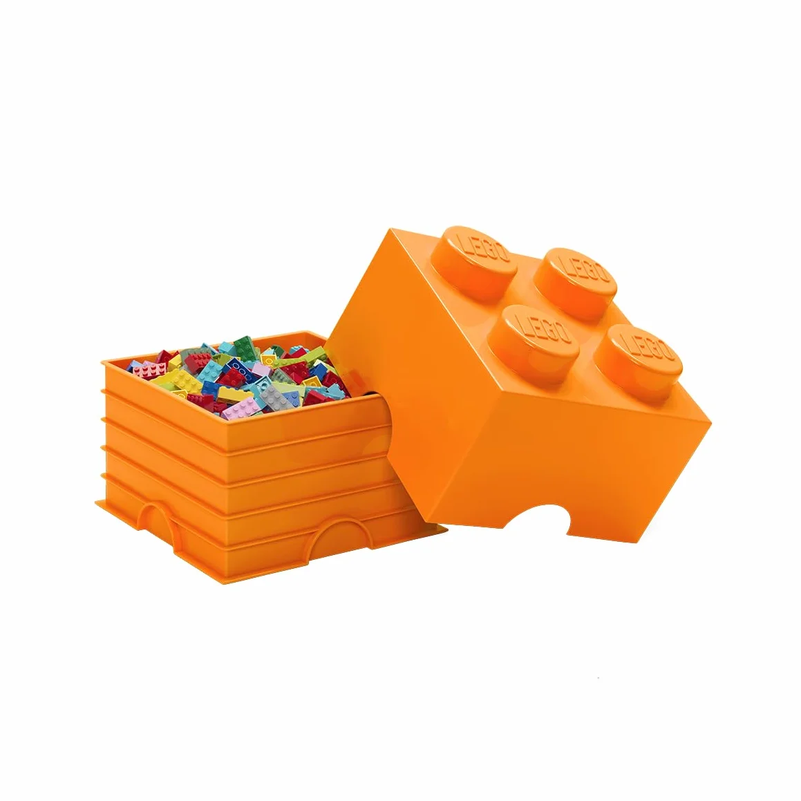 LEGO Brick Mattoncino Bottoncini,Contenitore impilabile Litri, Arancione, Acciaio Inossidabile, Verde, One Size