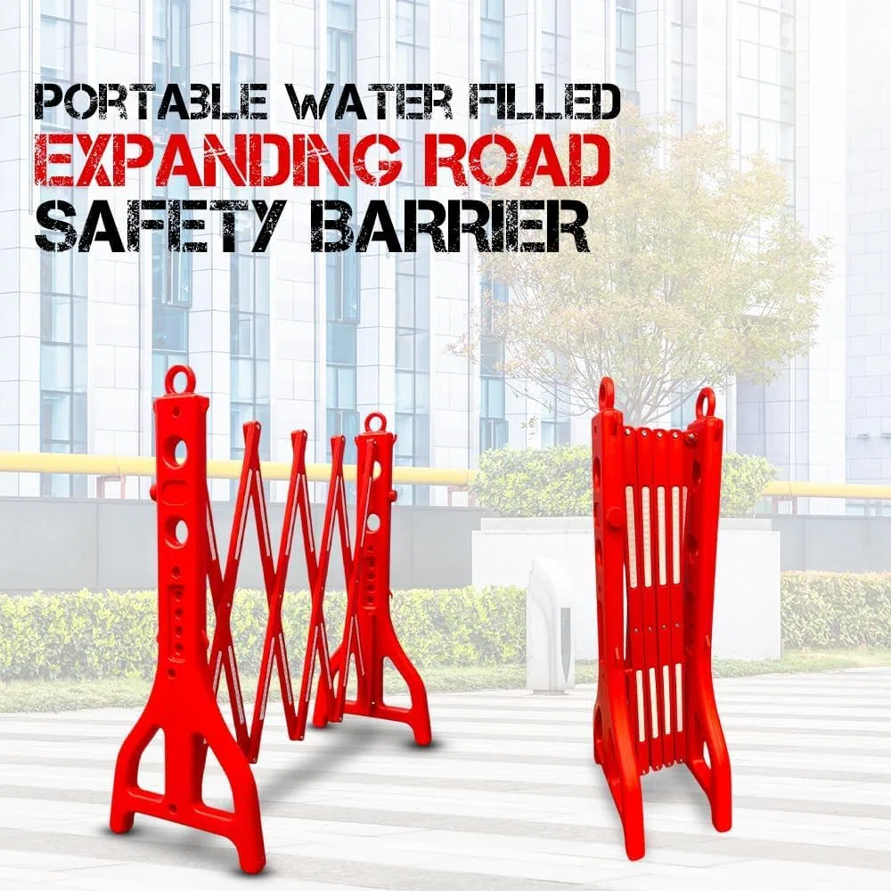 Barriera Mobile Espandibile Berry - Rossa, 2.5 m in plastica pieghevole, barriera riflettente portatile, cancello temporaneo per la sicurezza dei pedoni, eventi, scuole, lavori di manutenzione - 1