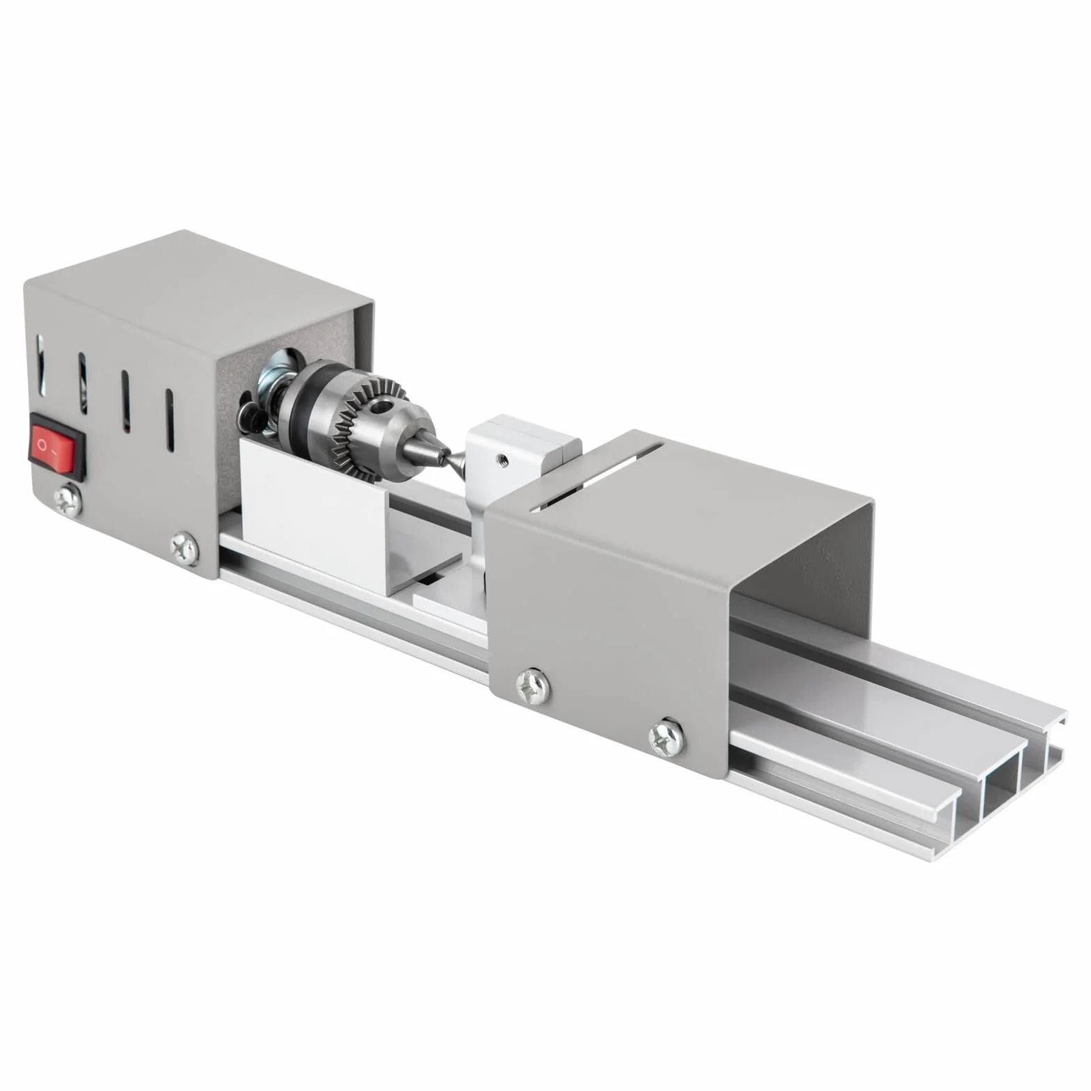 Tornio in metallo, mini tornio, tornio da tavolo, fai da te, per legno e modellismo, 12-24 V, con copertura antipolvere acrilica