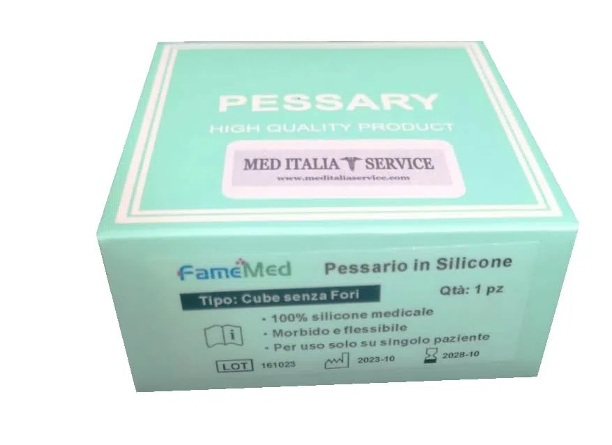 Med Italia Service - Pessario cubo senza fori in silicone per prolasso uterino, cistocele e rettocele (45mm)