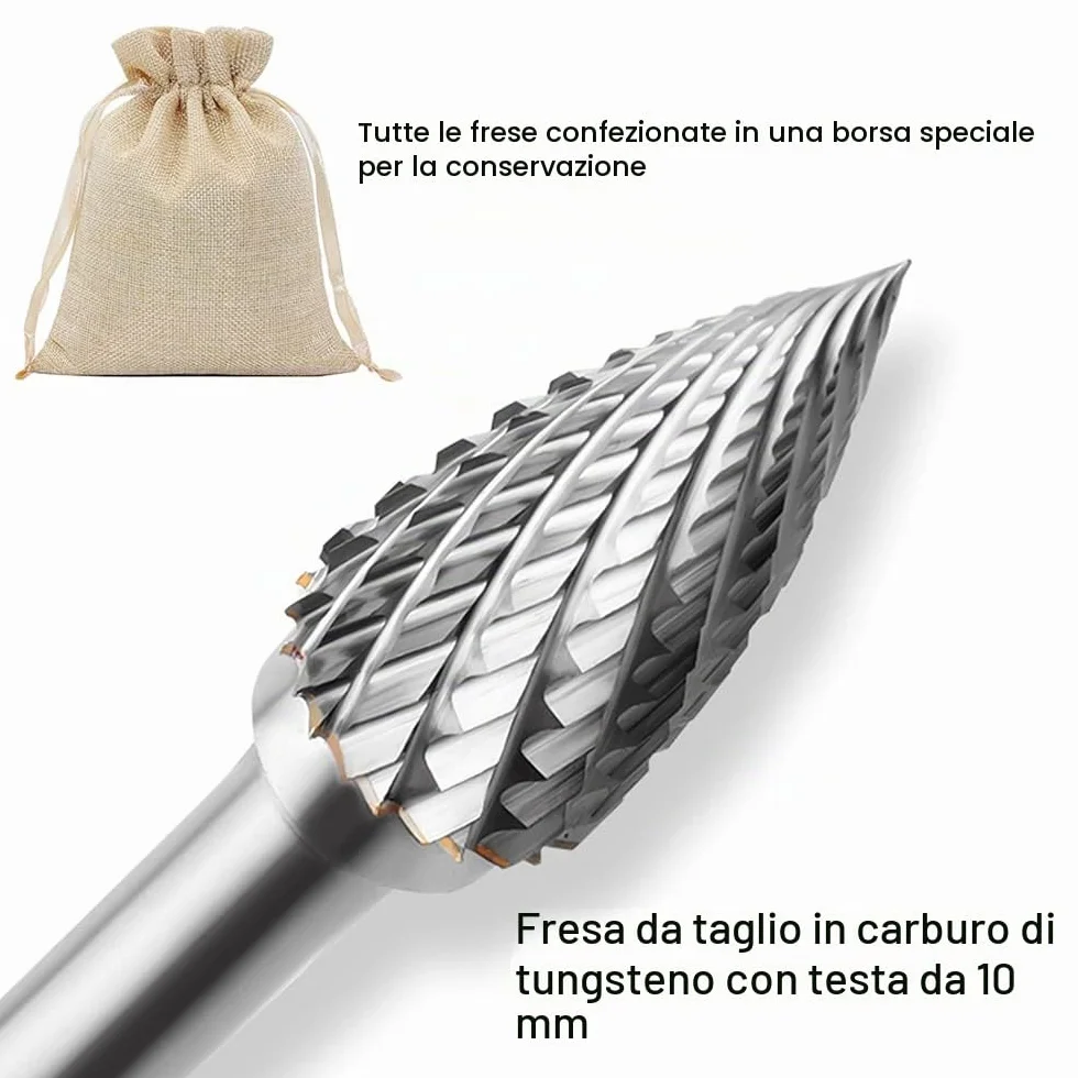 ASNOMY 5Pz Frese Rotanti in Metallo, Carburo Tungsteno 6x10mm per Lavorazione del Legno