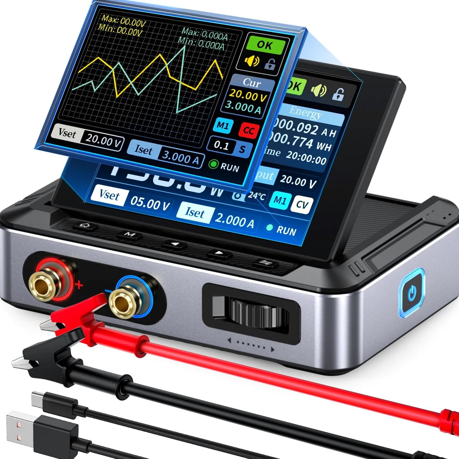 FNIRSI Alimentatore DC DPS-150 variabile, alimentatore CNC DC regolabile 30V 5A con display IPS a 4 cifre, ondulazione di alimentazione <20mV, ingresso PD/QC/DC, alimentatore switching programmabile