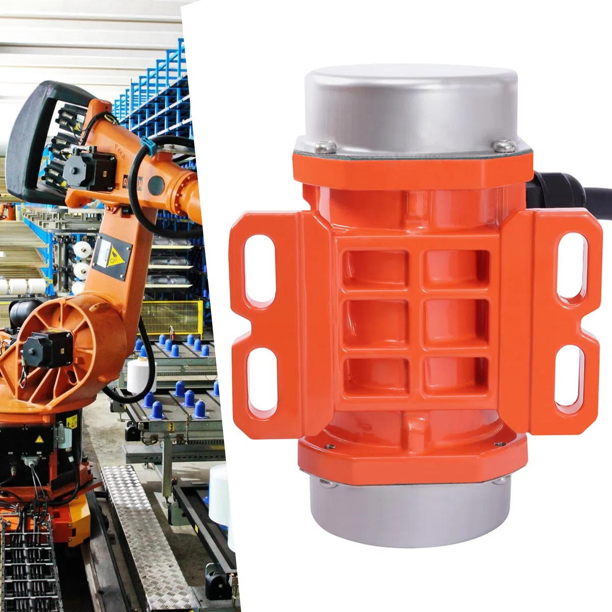 Motore vibrante da 40 W, 220 V, in lega di alluminio, con guarnizione impermeabile e guaina del cavo di alimentazione, 3000 rpm, arancione, 14,7 x 11 x 7,2 cm