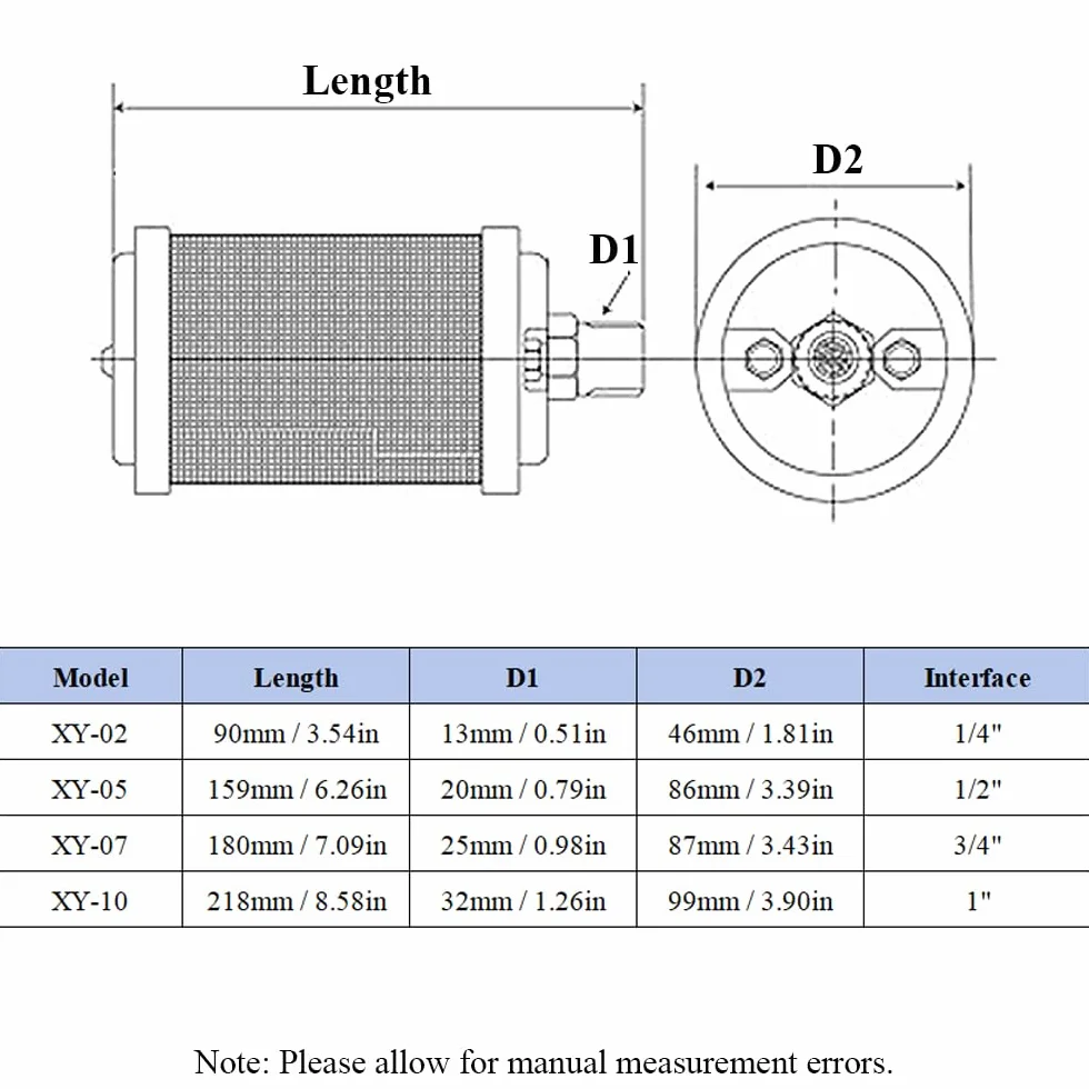 (XY-05) Silenziatore di riduzione del rumore per compressori d'aria, silenziatore pneumatico affidabile per filtri idraulici e applicazioni del compressore d'aria