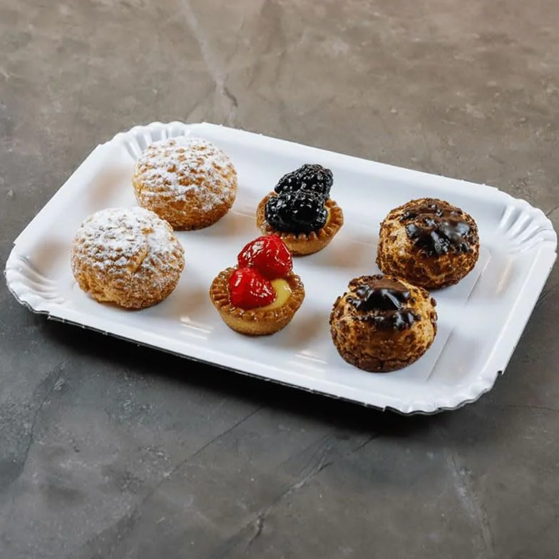 Vassoi per Pasticceria in Cartone POLITENATA BIANCO 29,5x20,5 cm Navetta Monouso 5CF x 15Pz (75)