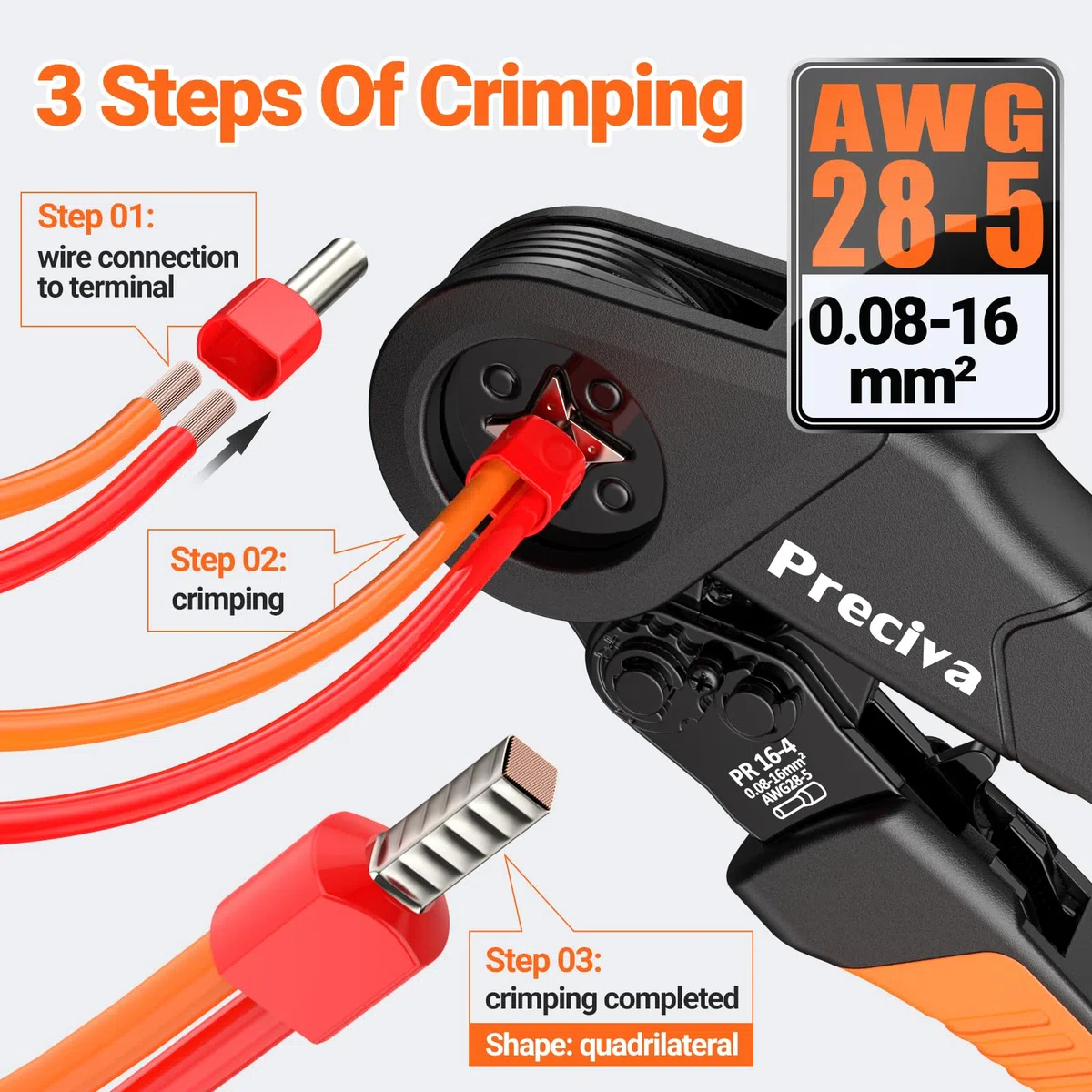 Preciva Pinza Crimpatrice 0,08-16 mm² con 1300 ghiere a filo singole e doppie, set di pinze per capicorda, regolabili, per l'industria, pinze a crimpare per il fai da te
