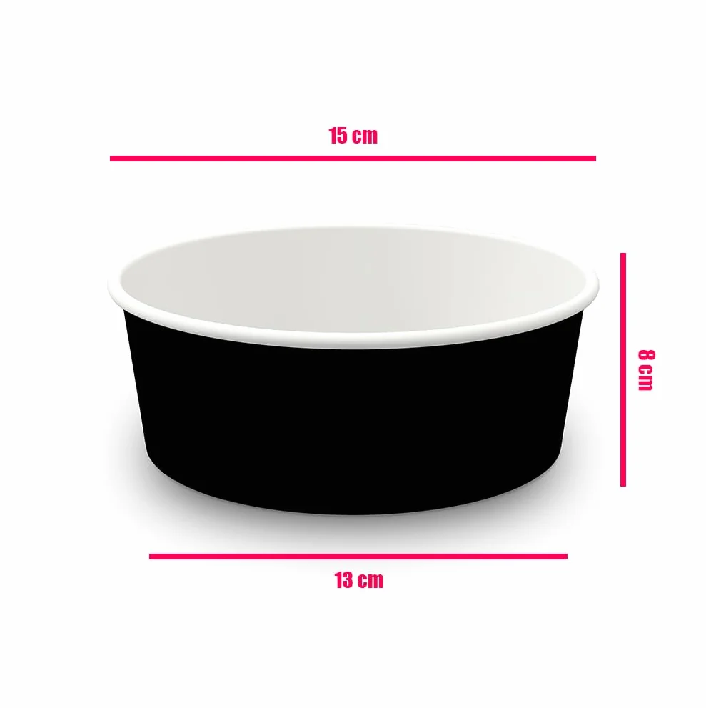 DOT Horca Solutions Ciotole Con Coperchi PET 1000 ML Nero Carta Kraft Insalatiere Bowl Asporto Food Delivery
