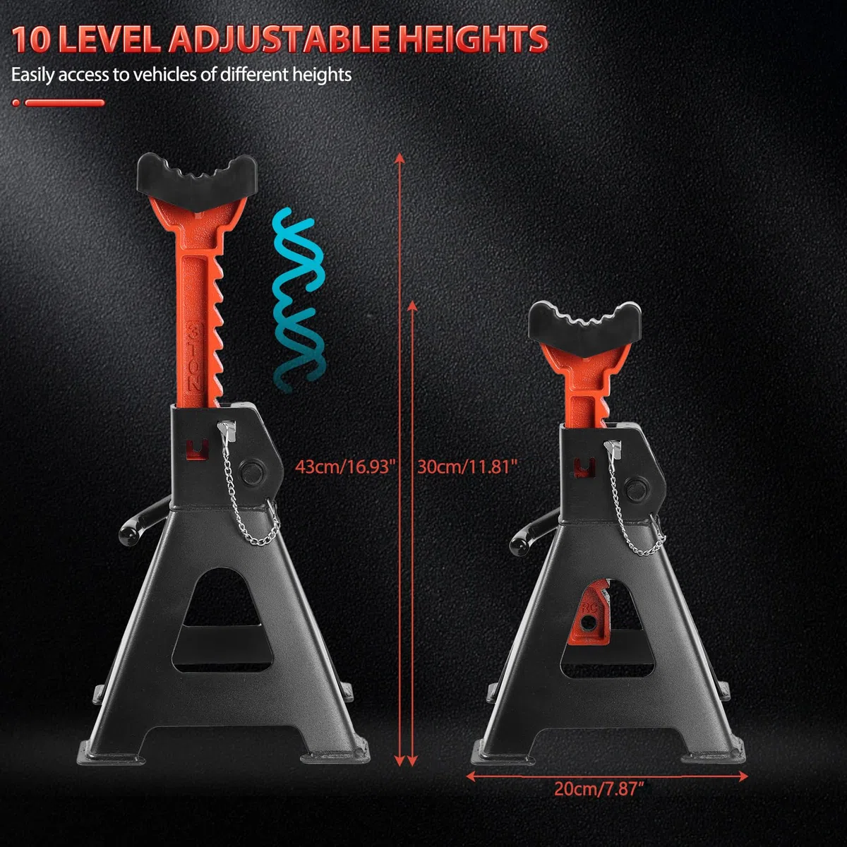 2 cavalletti di sostegno per sollevamento pesanti, 3 tonnellate, supporto per auto, roulotte, rimorchi, attrezzi di sollevamento in gomma antiscivolo