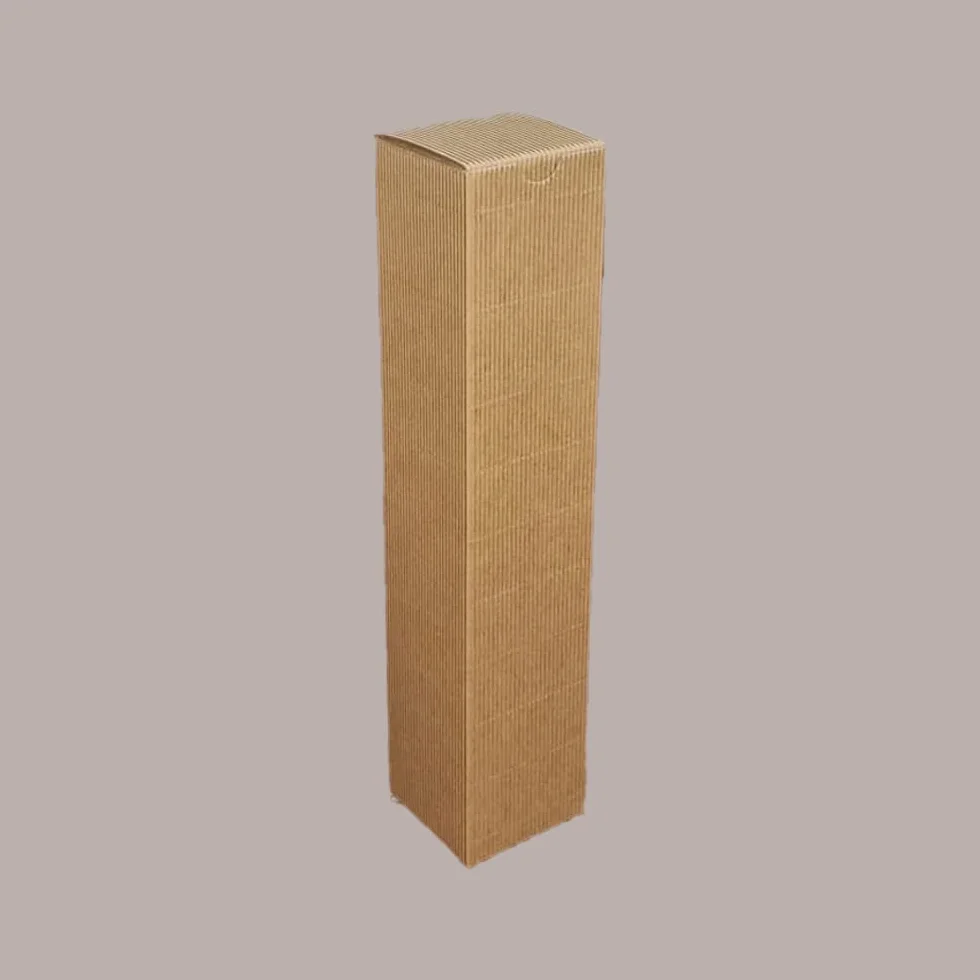 Scatola Astuccio Confezione regalo Porta 1 Bottiglia Olio o Liquore Oliva Carta Onda Avana 65x65H320mm - 20 pezzi - Lucgel