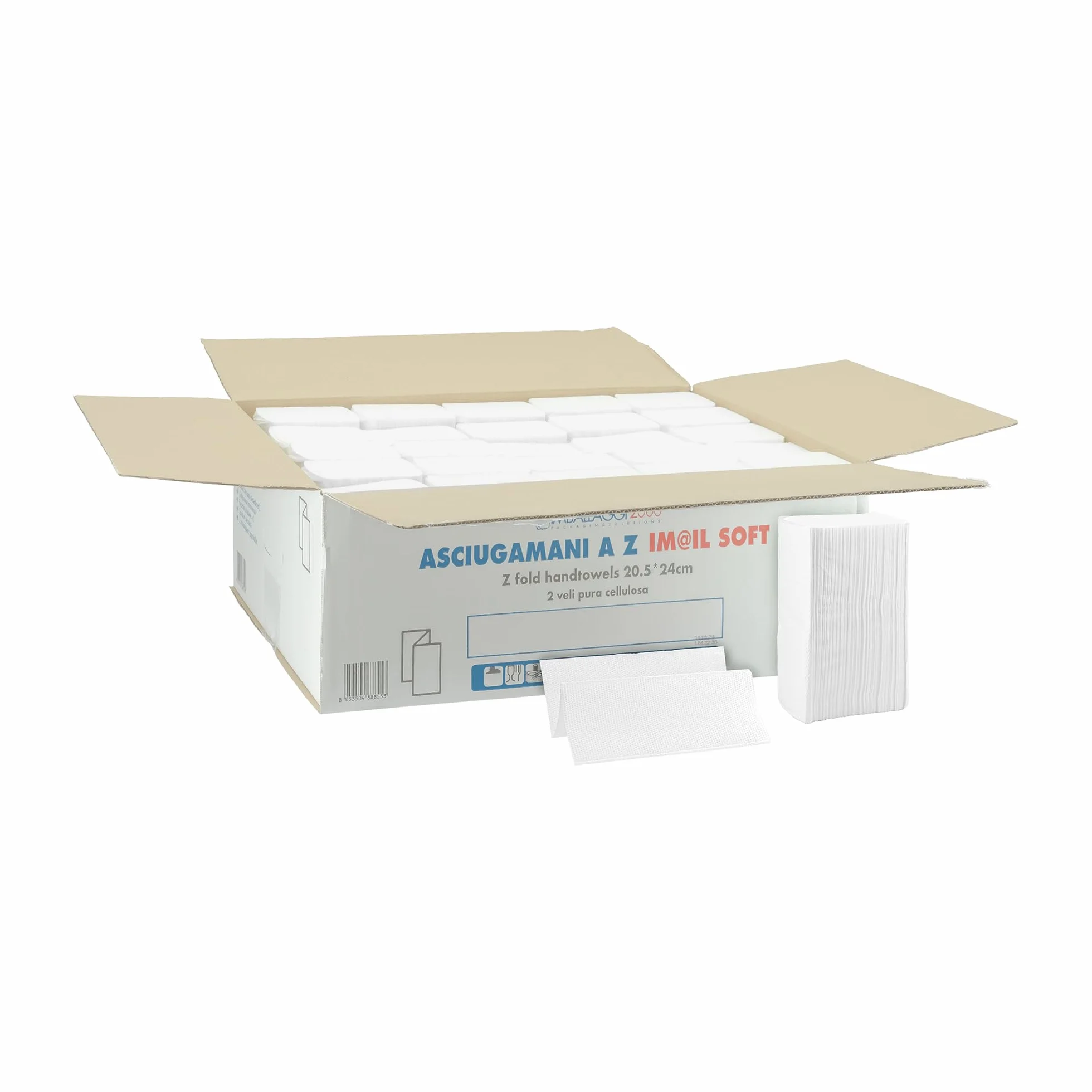 Asciugamani Monouso Carta Piegate a Z 24x21cm 2 Veli 3750 Pezzi