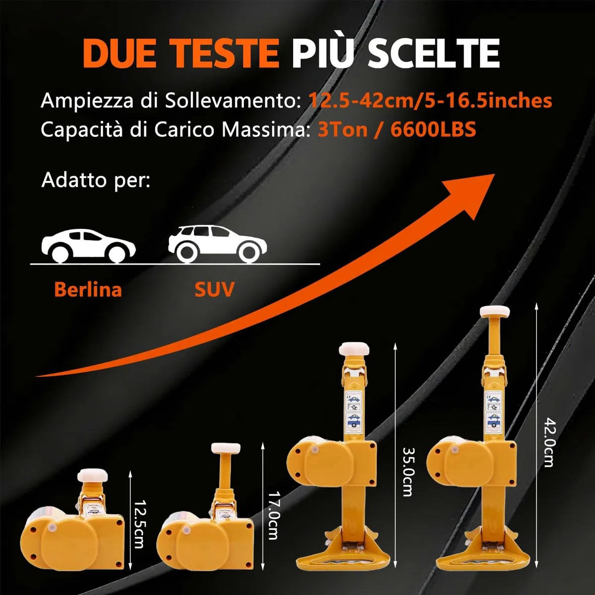 VOBOR Cric Idraulico Elettrico, 3Ton 12V DC Settore Automobilistico Martinetto con Chiave Elettrica per Auto SUV Furgone Garage e Attrezzature di Emergenza