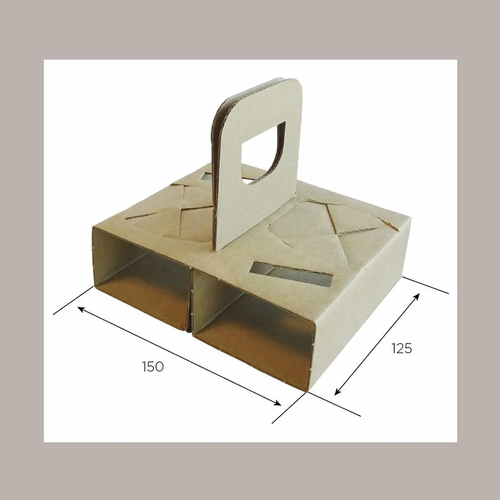 Lucgel Cestino Porta 2 Bicchieri Asporto Caffè Cappuccino in Carta Avana 15x12,5H5 cm 100 pezzi