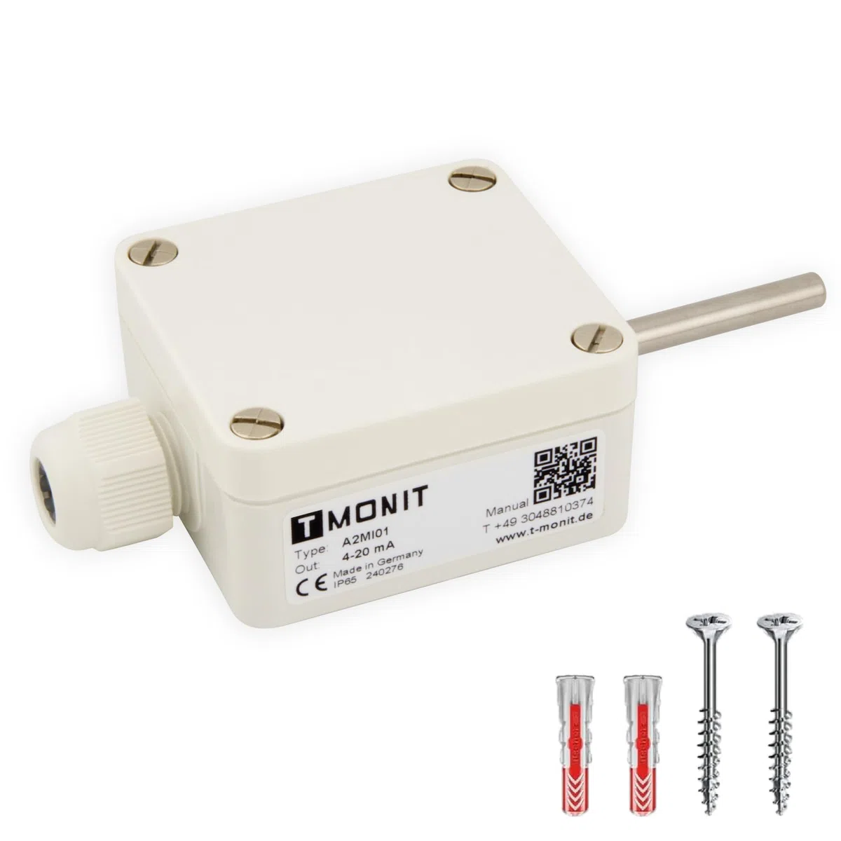 Trasmettitore di temperatura esterna rapido con sensore PT1000, attivo, 4-20mA, NE43, IP65