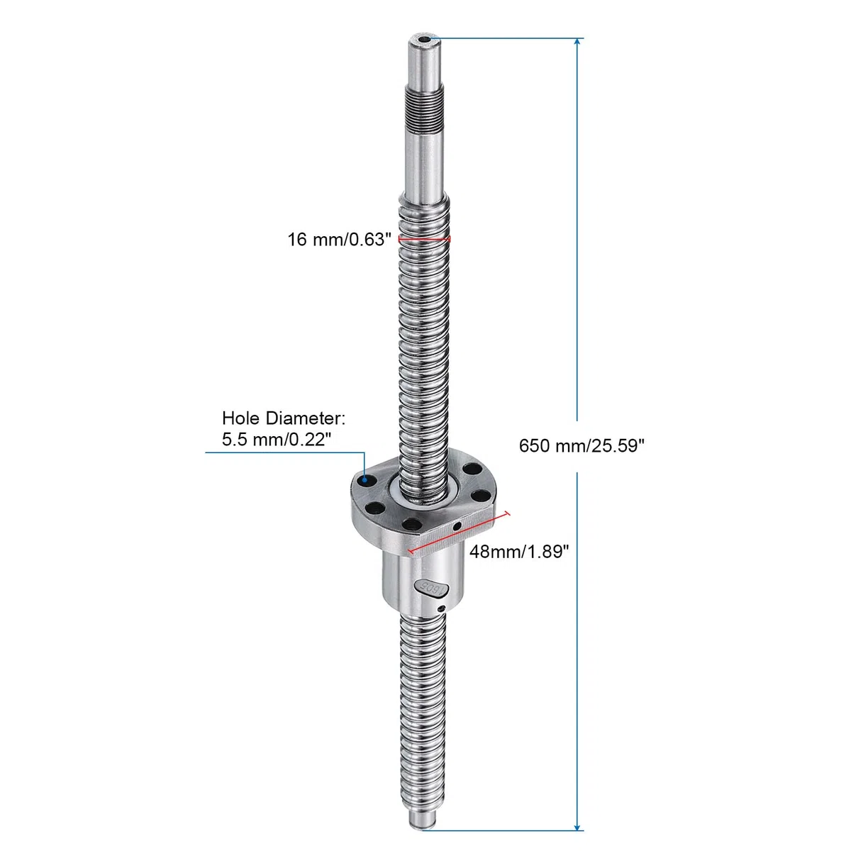 QUARKZMAN Vite a Ricircolo di SFU1605 (Diametro 16mm, Passo 5mm, Lunghezza 650mm) con Dado a Ricircolo di SFU1605 Kit Standard di Vite a Ricircolo Anti-Gioco per Macchine CNC