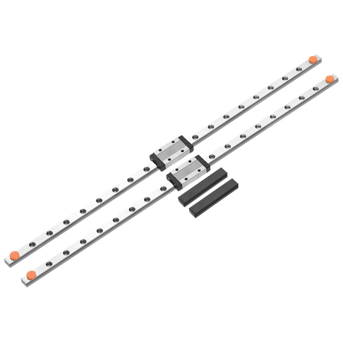 sourcing map 2 guide lineari MGN9 da 400 mm con 2 cuscinetti MGN9H in acciaio e 2 mini guide lineari MGN12 in plastica per stampanti 3D fai da te e macchine CNC, argento