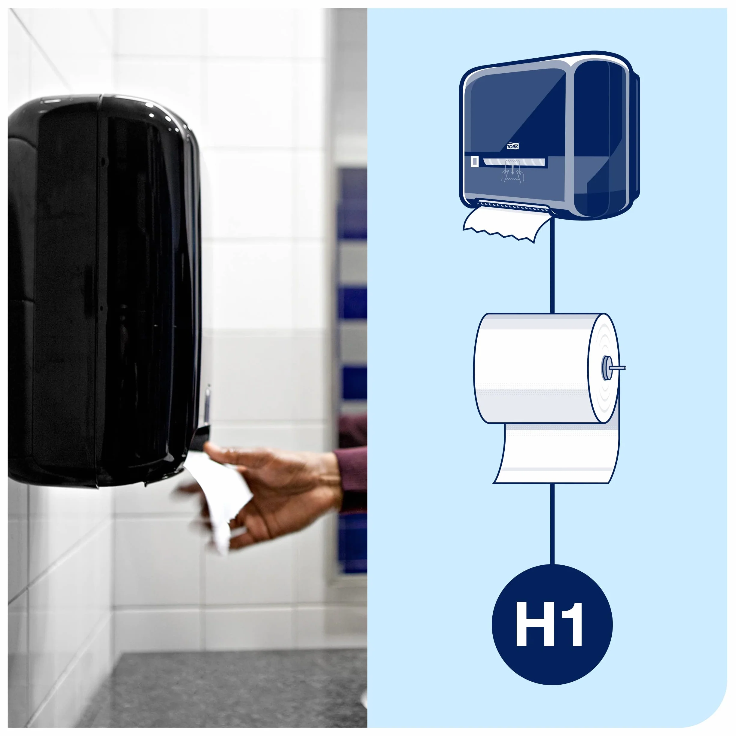 Tork Matic Green Hand Towel Roll Advanced 290076 - Asciugamani di carta H1 per distributore di rotoli, assorbente, resistente agli strappi, 2 strati, verde - 6 rotoli x 150 m
