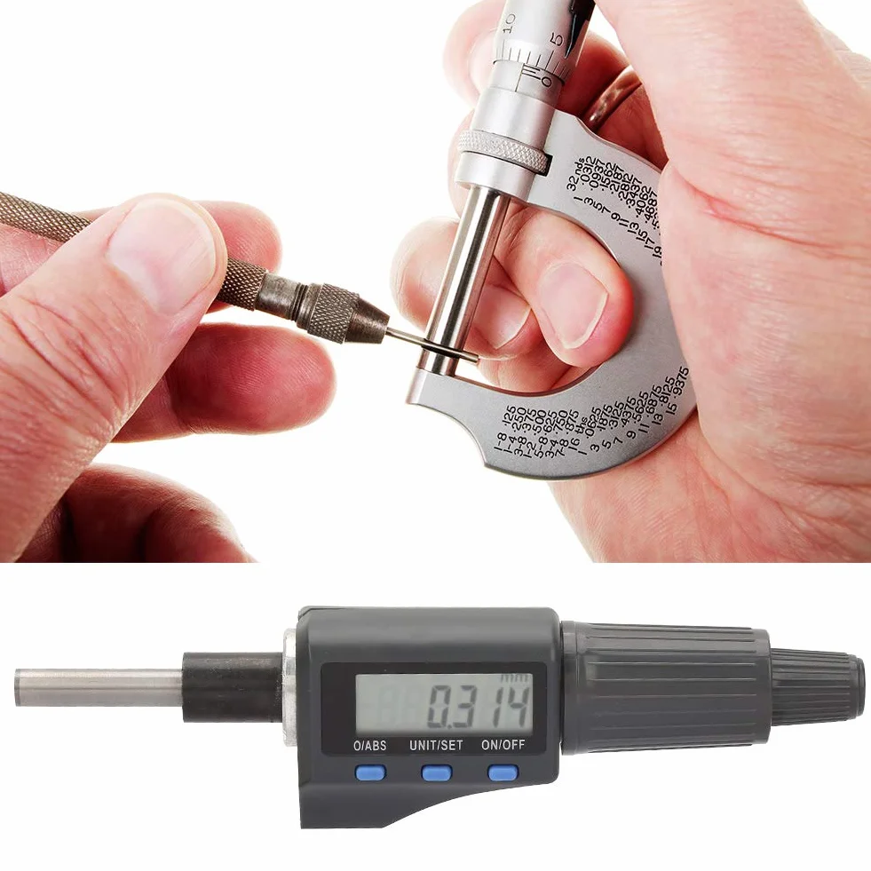 Testina micrometrica digitale da 0,001 mm, strumenti di misurazione dello spessore, unità di supporto per testina elettronica da 0-25 mm Conversione