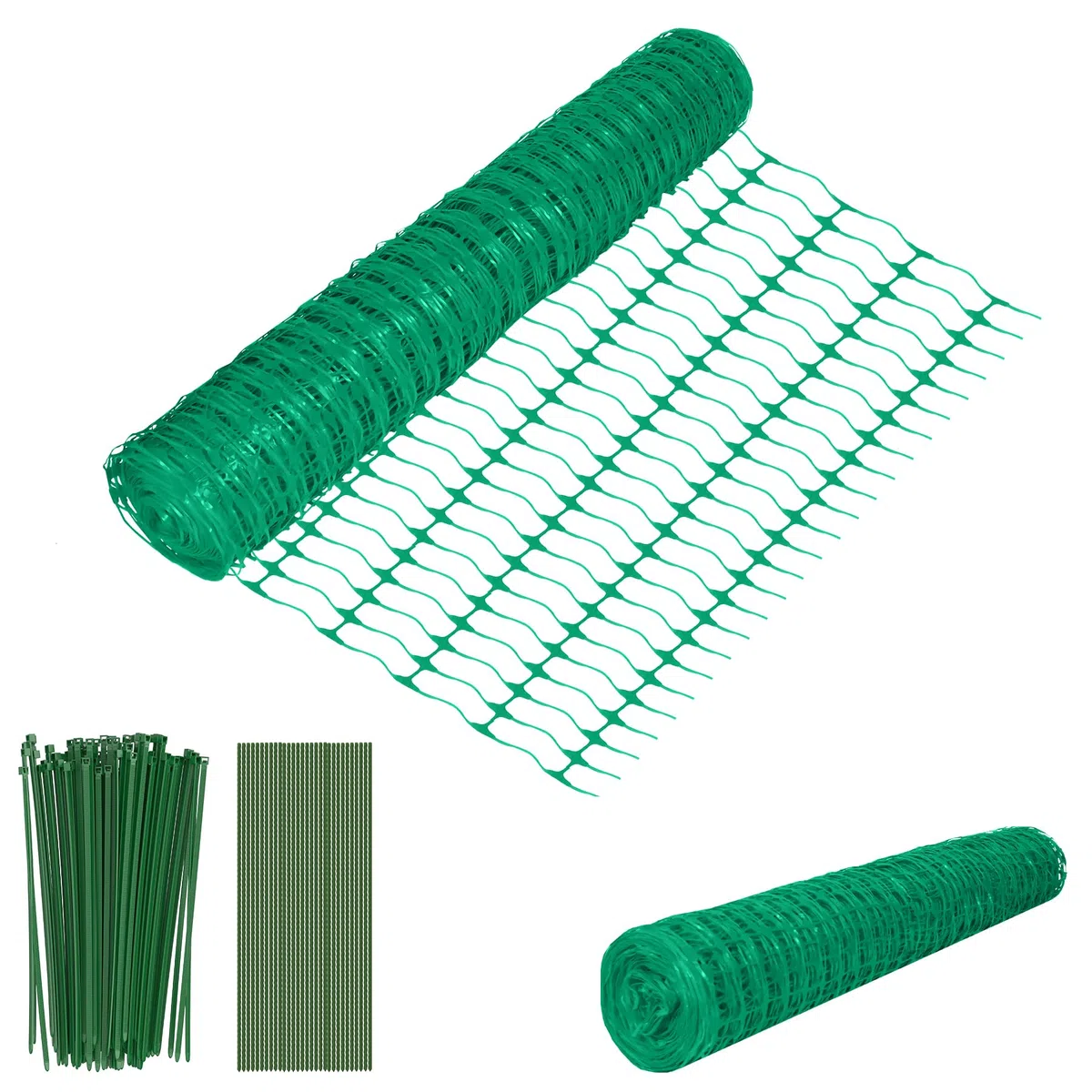 Froadp Recinzione di vimini da 1 m x 30 m con chiodi da terra e nastri, rete di protezione in plastica, recinzione mobile multifunzionale, recinto di pecora, recinzione per cani, pollame (verde)
