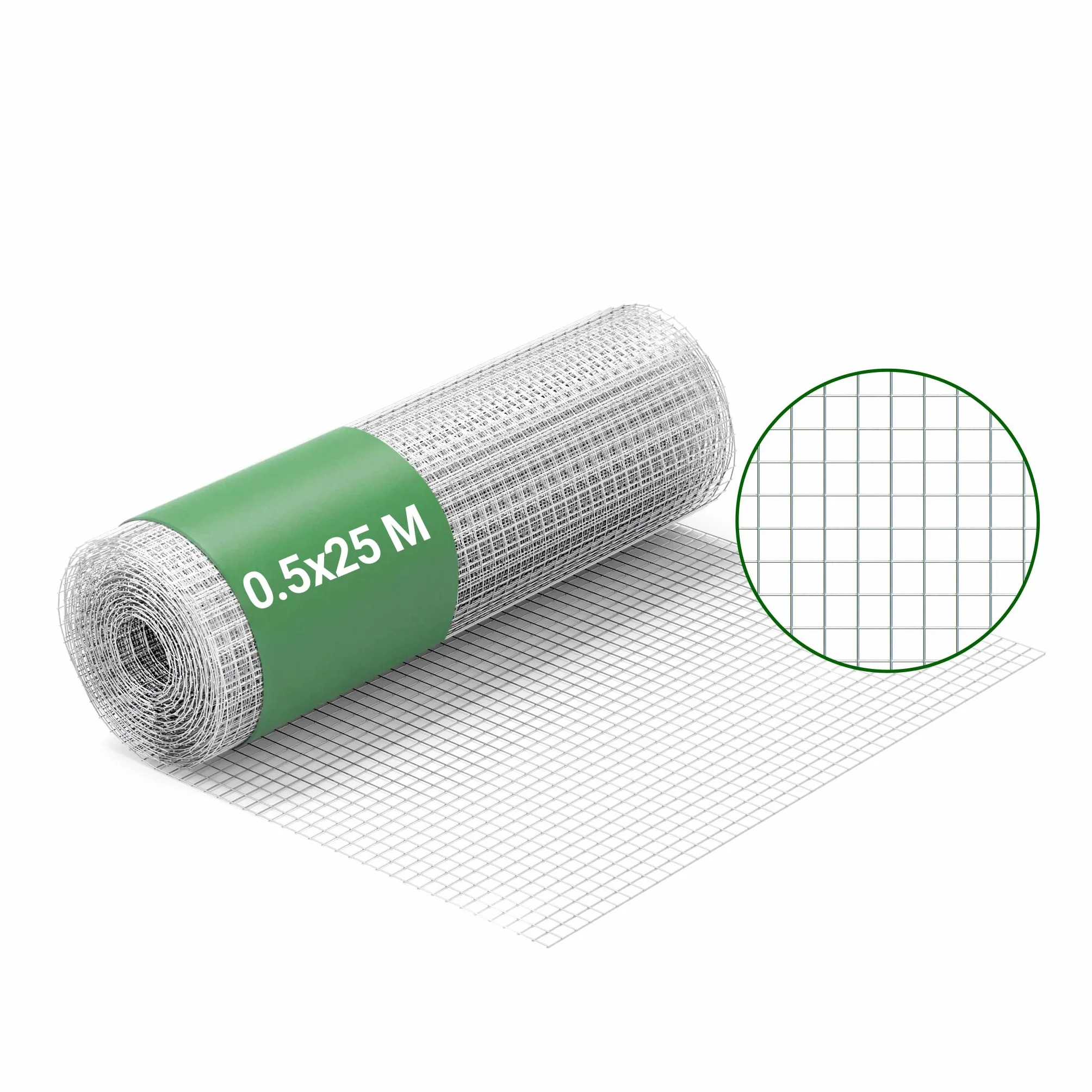 Rete da voliera 4 angoli Maglie 12x12mm Rotolo 25m 50cm Acciaio zincato