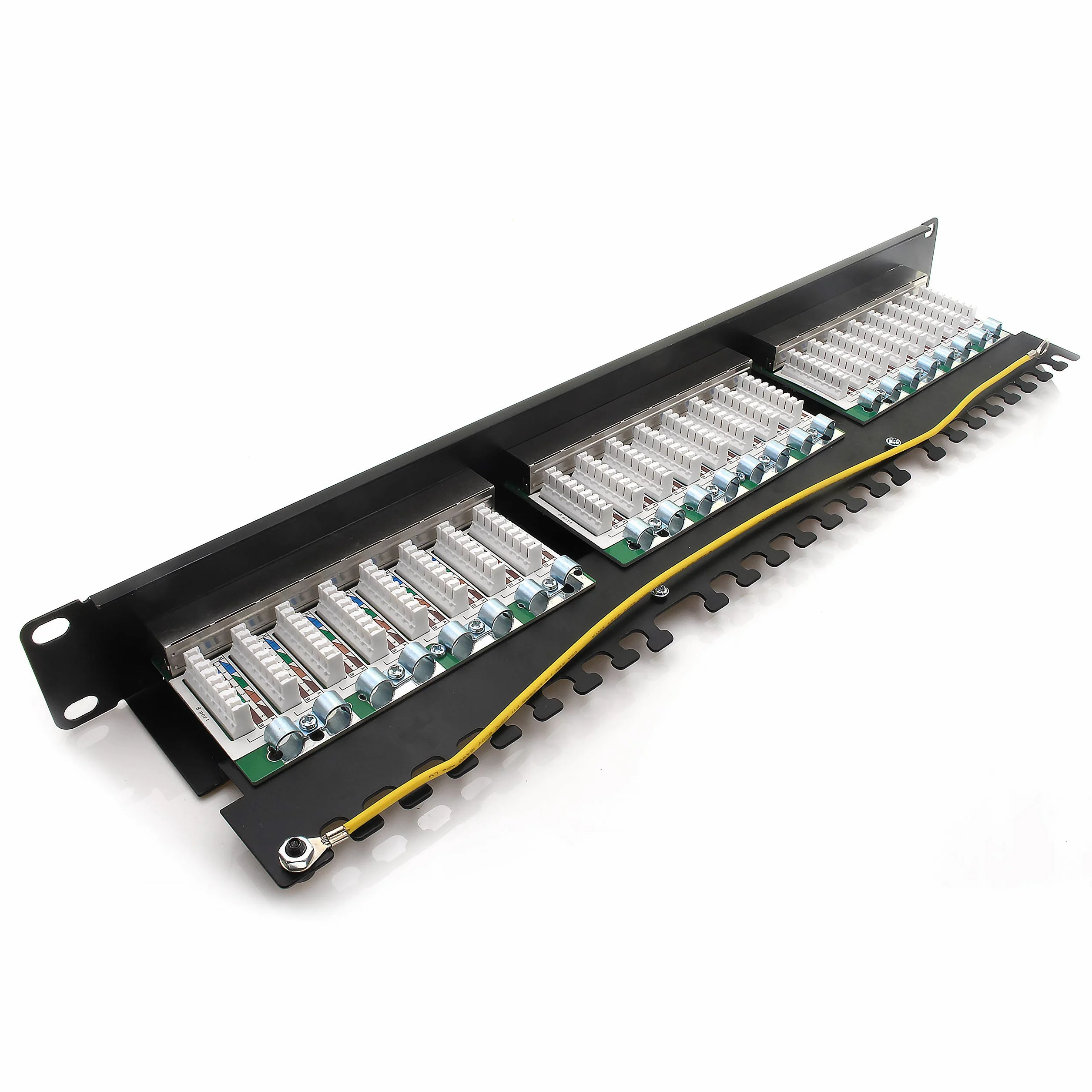 1aTTack.de Patch Panel CAT5 CAT6 CAT7 - Presa di rete RJ45 Keystone, alloggiamento in metallo CAT6 24 porte Nero Patchpanel CAT6
