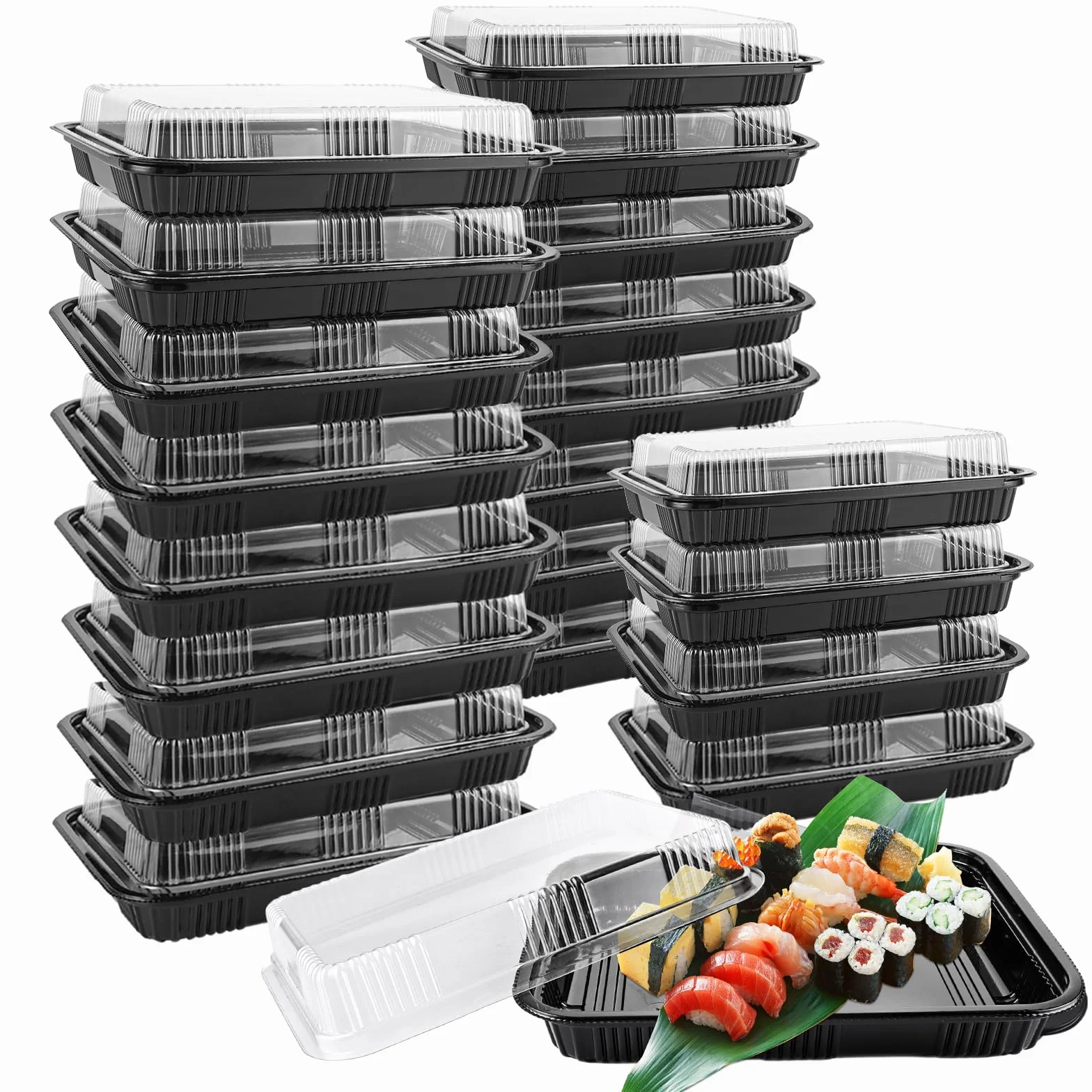 JMIATRY 20 vassoi riutilizzabili in plastica per buffet e catering con coperchi 264 x 200 mm