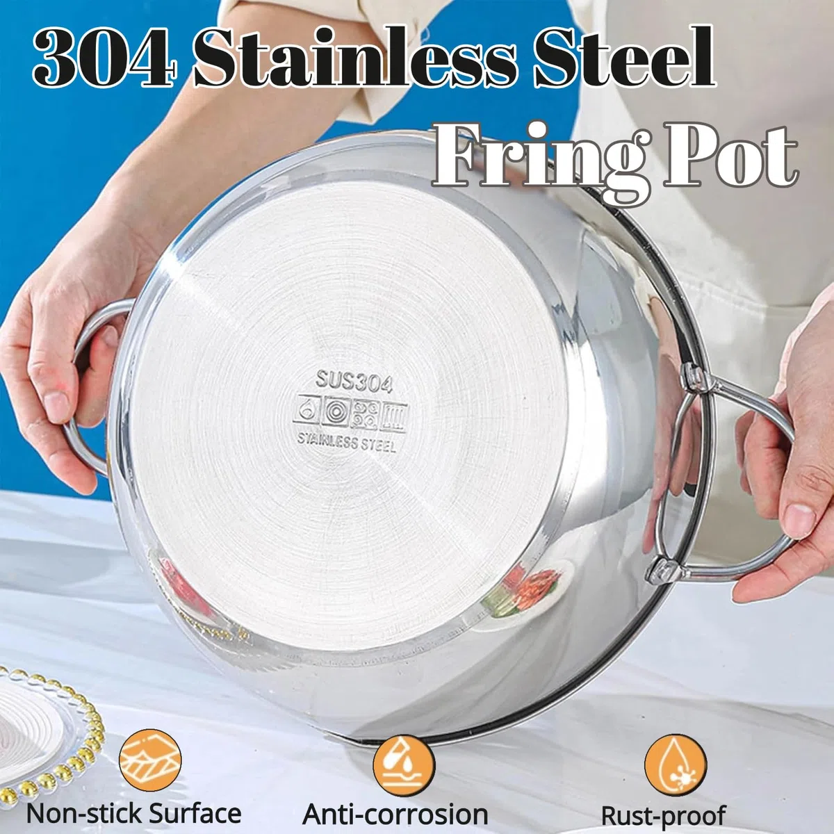 Pentola per frittura, pentola giapponese in acciaio inox con scarico dell'olio, controllo della temperatura e coperchio, friggitrice tempura per fornelli a gas/induzione, per patatine e pollo (28CM)