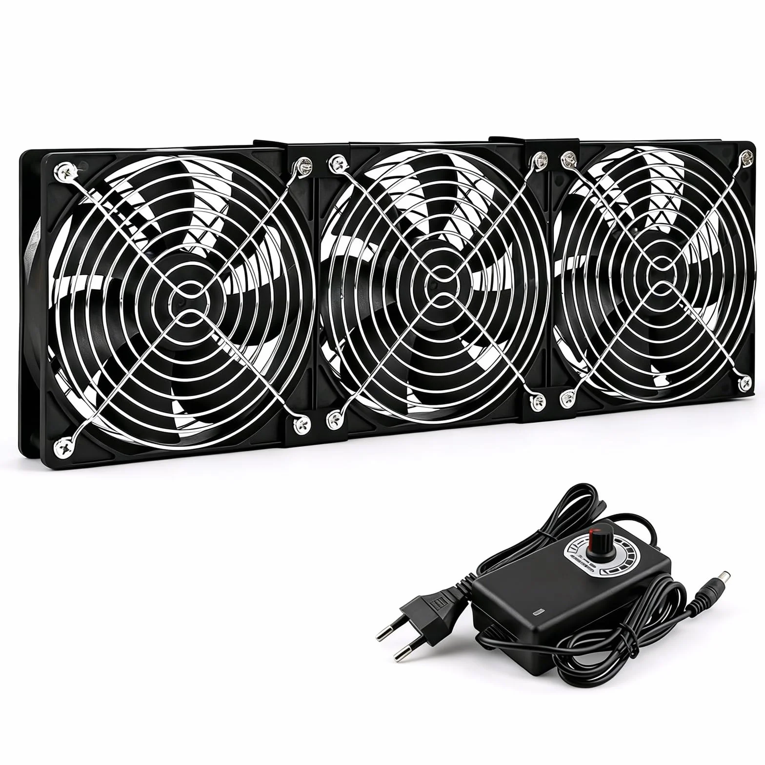 Ventole per Case, Ventole da 120 mm 230 V con Spina di Alimentazione e Regolatore di Velocità Ventola per Termosifoni 3000 RPM per Computer e Ventilazione e Raffreddamento di Finestre (3, Nero)