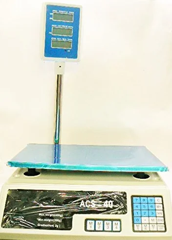 BILANCIA ELETTRONICA DIGITALE PROFESSIONALE 40KG FRUTTIVENDOLI, MARKET, AMBULANTI CON DISPLAY NUOVO A COLONNA. e con la possibilità di uso senza corrente elettrica !!!