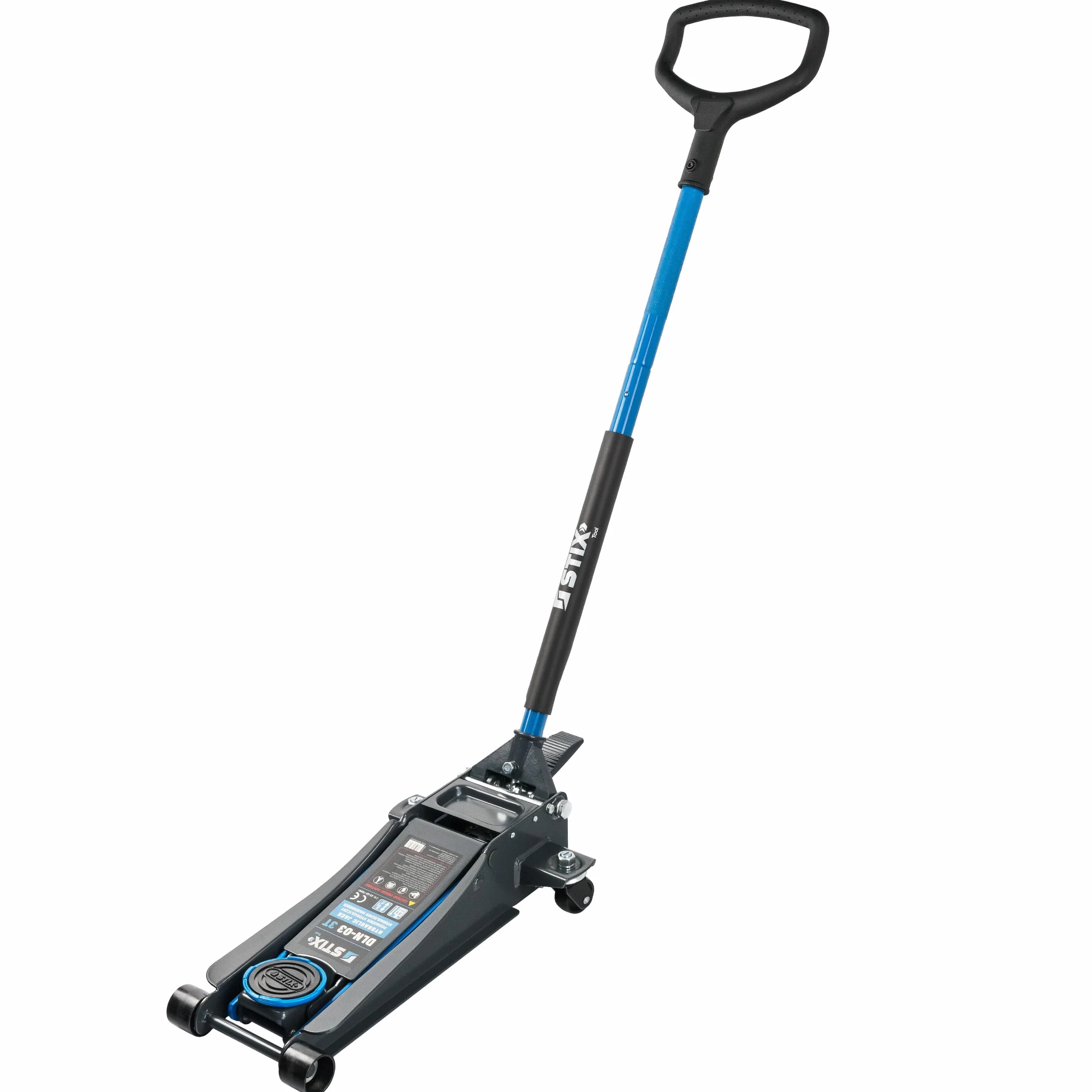 STIX Cric idraulico 3T – altezza di assorbimento bassa 75 mm – Cric idraulico extra piatto – altezza di sollevamento 505 mm – doppia pompa, ideale per officina e garage