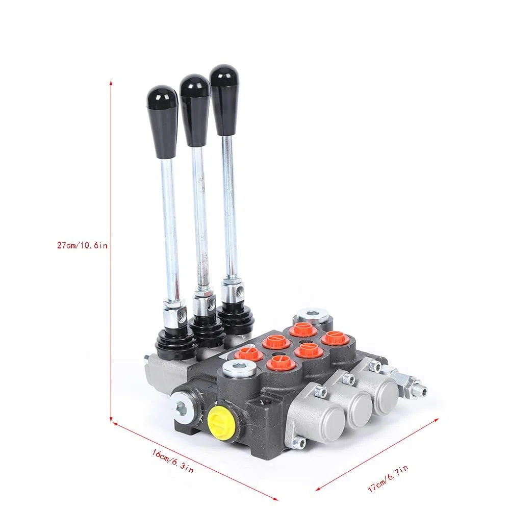 Valvola a leva manuale idraulica, valvola direzionale multidirezionale, 40 l/min, 3 vani, valvola di controllo manuale, 3600 PSI, valvola idraulica, cilindro a doppia azione