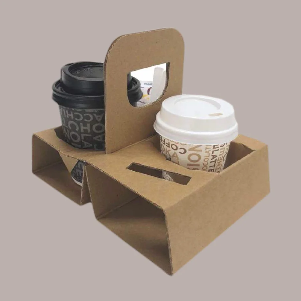 Lucgel Cestino Porta 2 Bicchieri Asporto Caffè Cappuccino in Carta Avana 15x12,5H5 cm 100 pezzi