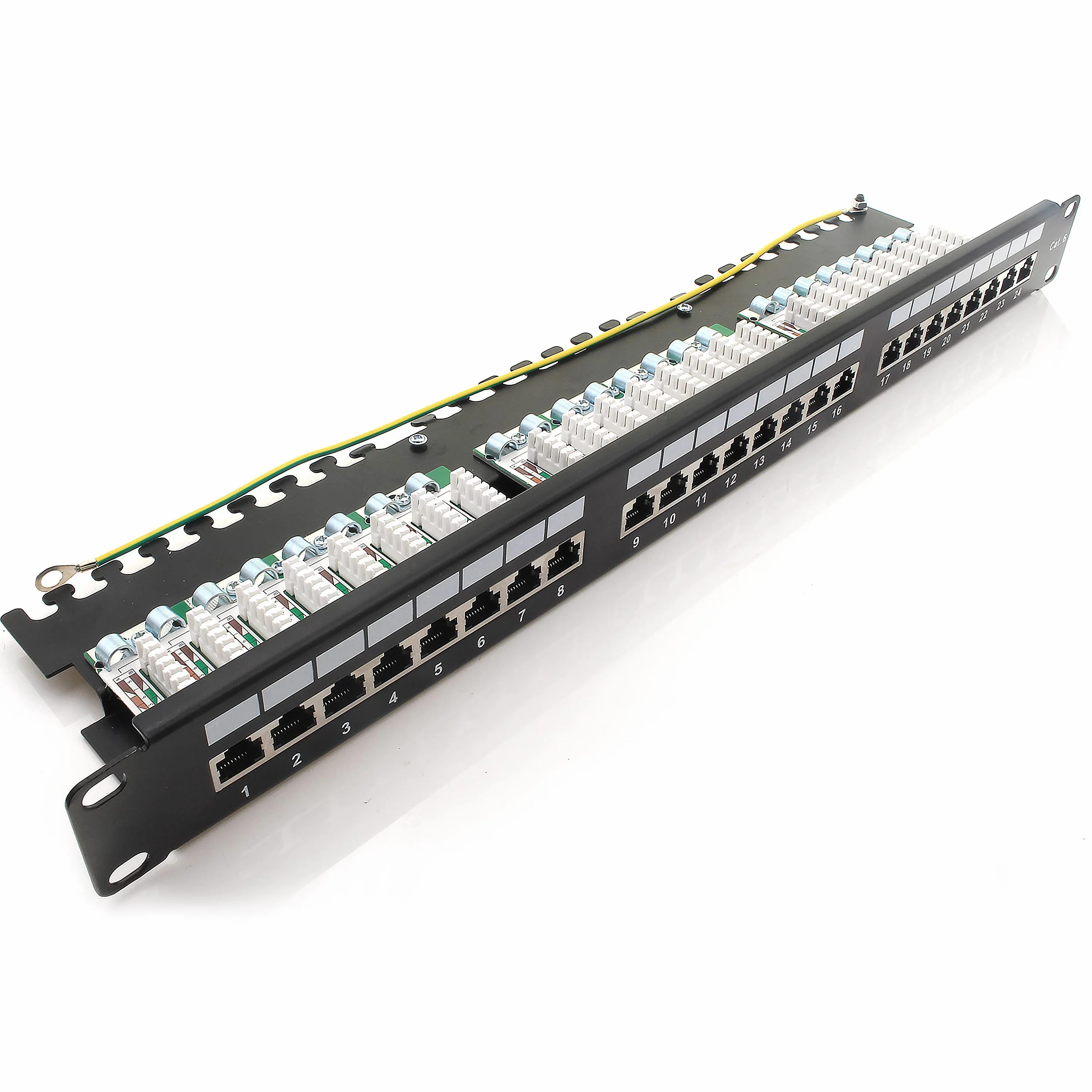1aTTack.de Patch Panel CAT5 CAT6 CAT7 - Presa di rete RJ45 Keystone, alloggiamento in metallo CAT6 24 porte Nero Patchpanel CAT6