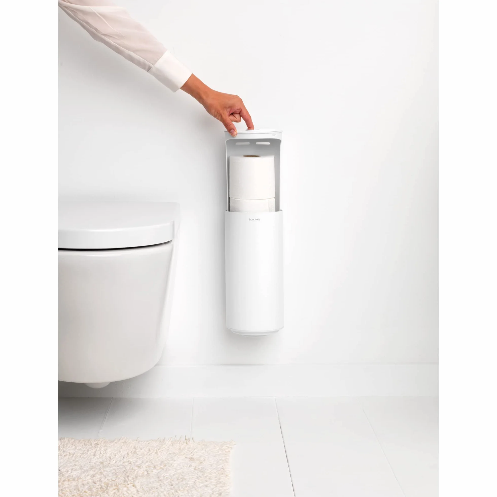 Brabantian Mindset Dispenser Carta Igienica 2 Rotoli Adatto a Rotoli Sistema di Sollevamento Resistente alla Corrosione Mineral Fresh White 30 x 15 x 13.7 cm