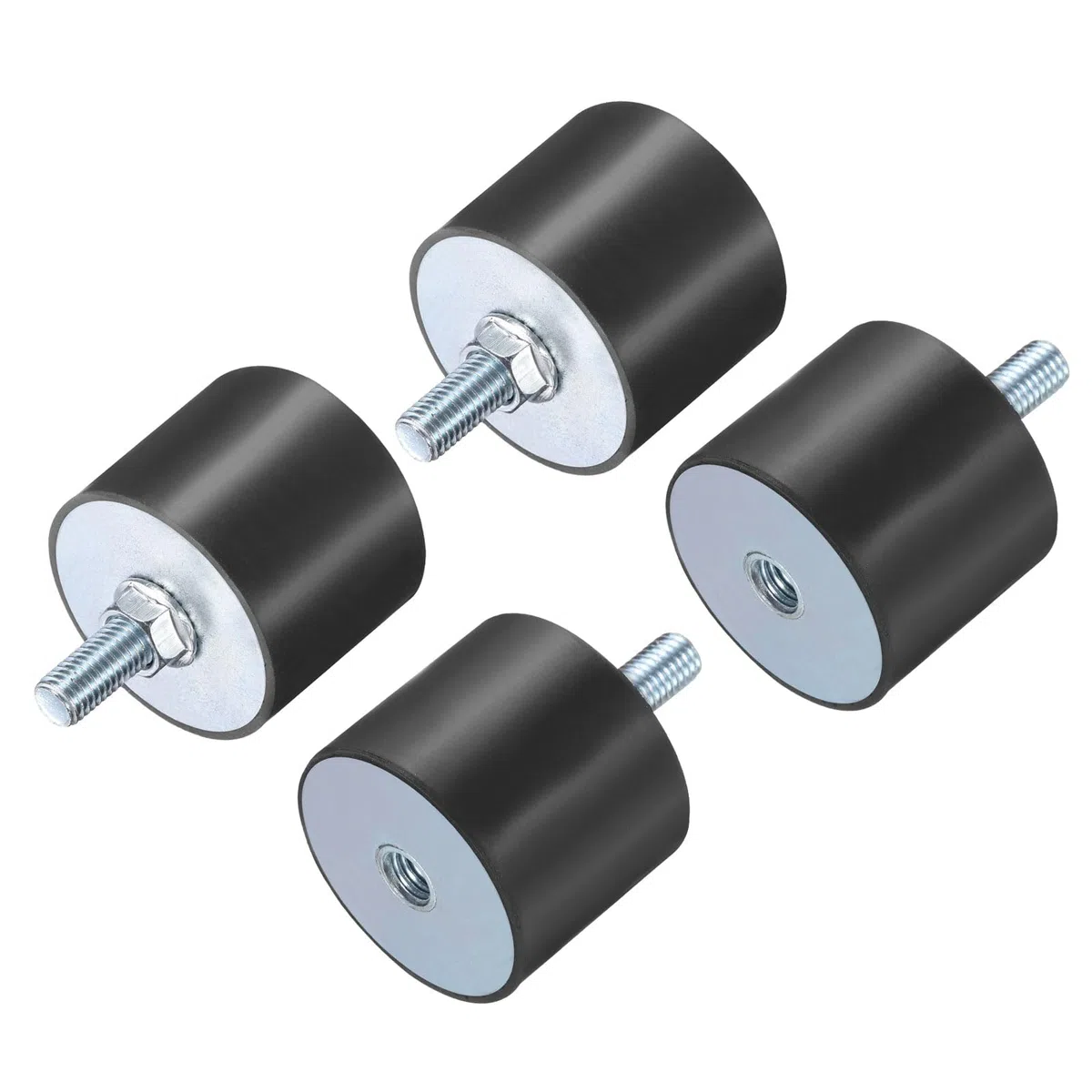 QUARKZMAN 4 Pezzi Supporti Antivibranti In Gomma M10x28mm Con Perno 50x40mm Filettatura Maschio Femmina Ammortizzatori Di Vibrazioni Zincati Supporti Filettati Con 4 Dadi Di Bloccaggio M10