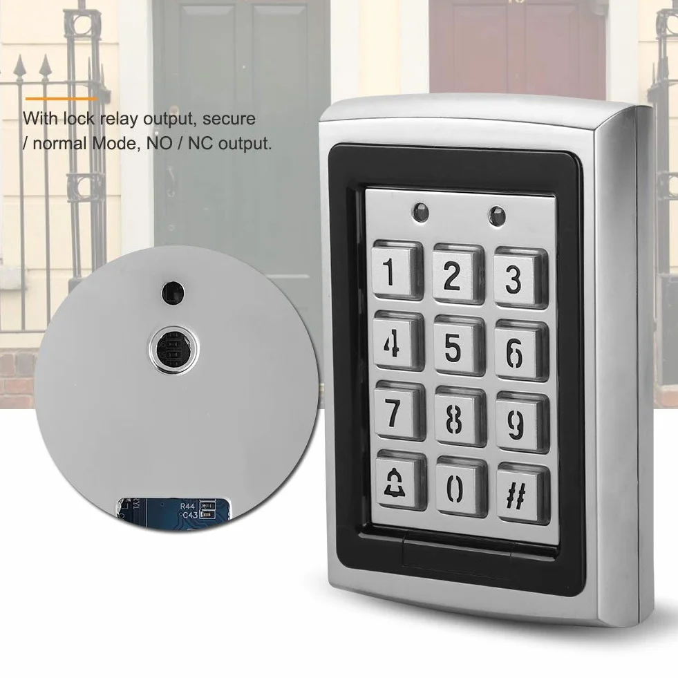 Lettore di schede RFID in metallo da 125 KHz con tastiera di controllo accessi e password con retroilluminazione - Sistema di accesso sicuro per 1000 utenti